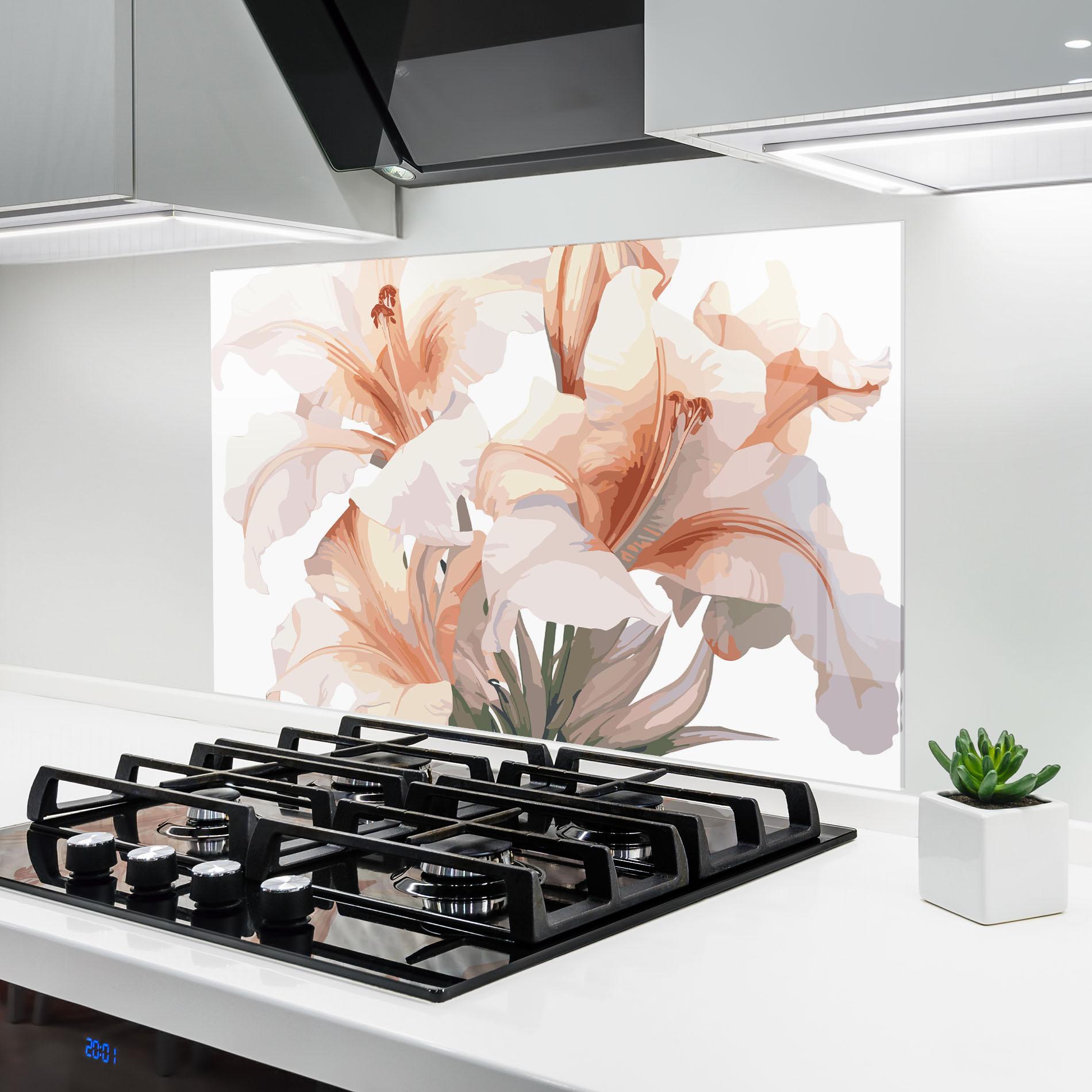 Panou Sticla Bucatarie Light Pink Lily mockup 6