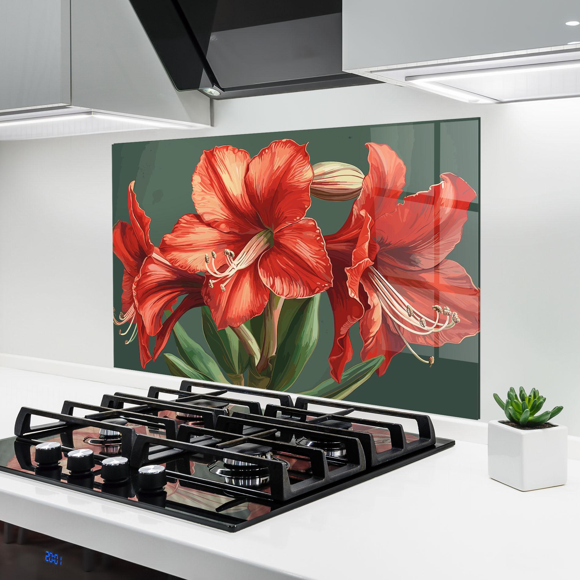 Panou Sticla Bucatarie Lily Orange Art mockup 6