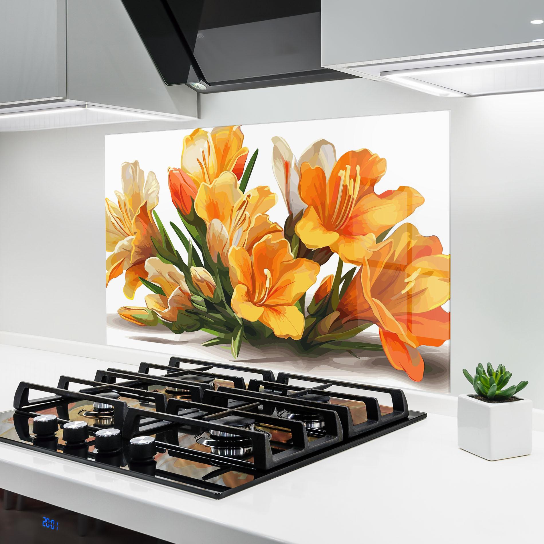 Panou Sticla Bucatarie Orange Lily Art mockup 6