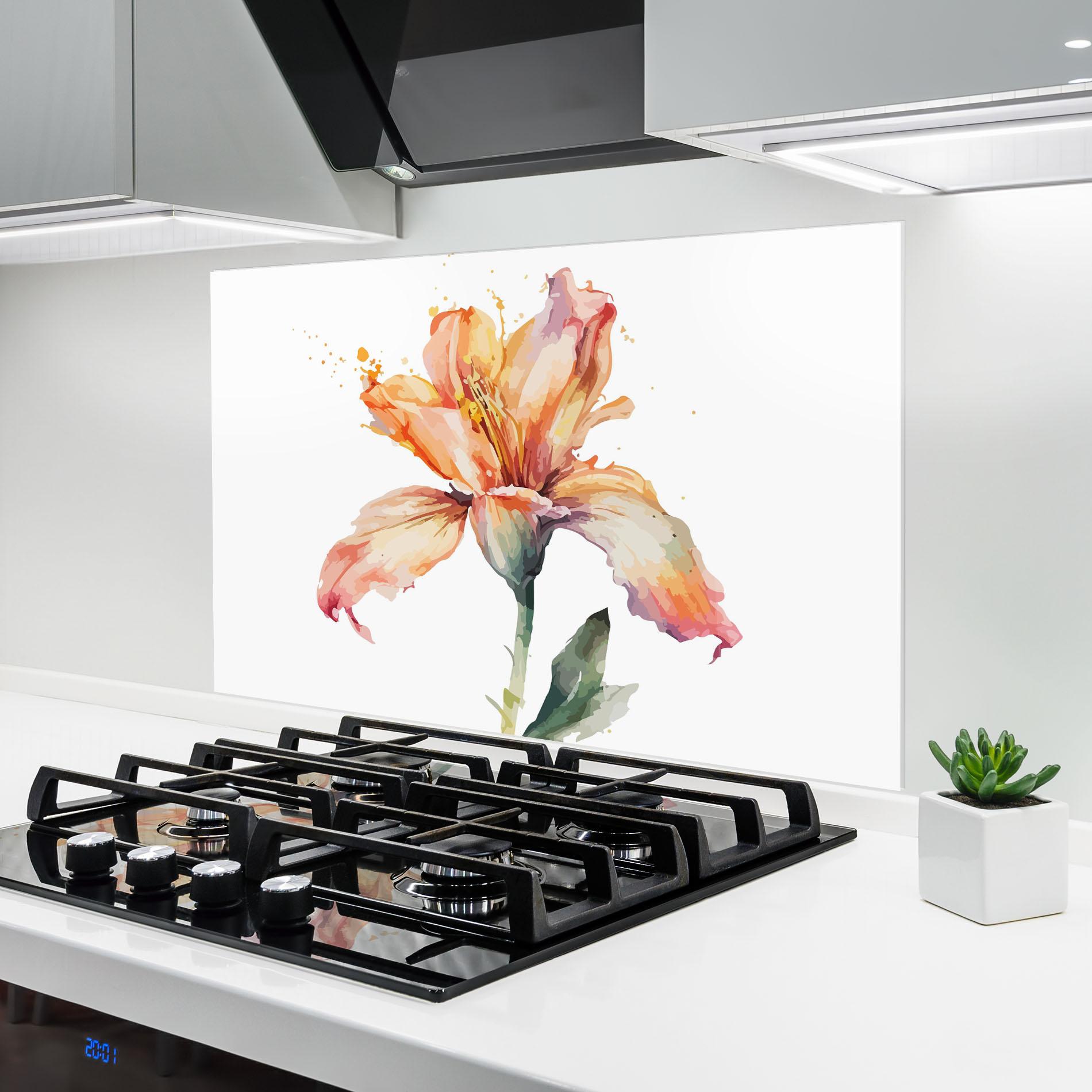 Panou Sticla Bucatarie Orange Purple Lily mockup 6