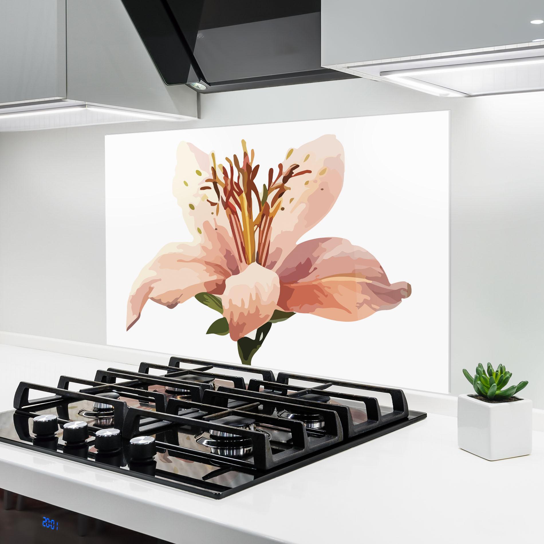 Panou Sticla Bucatarie Pink Cute Lily mockup 6