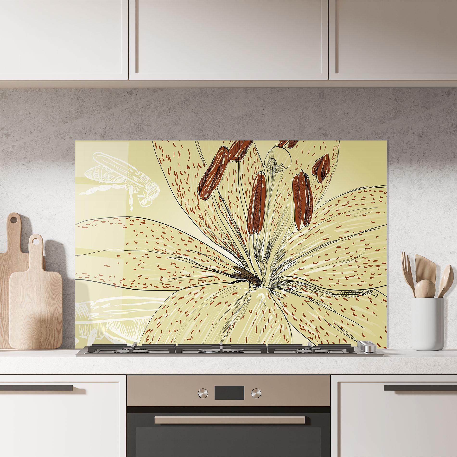Panou Sticla Bucatarie Cream Lily Bee mockup 7