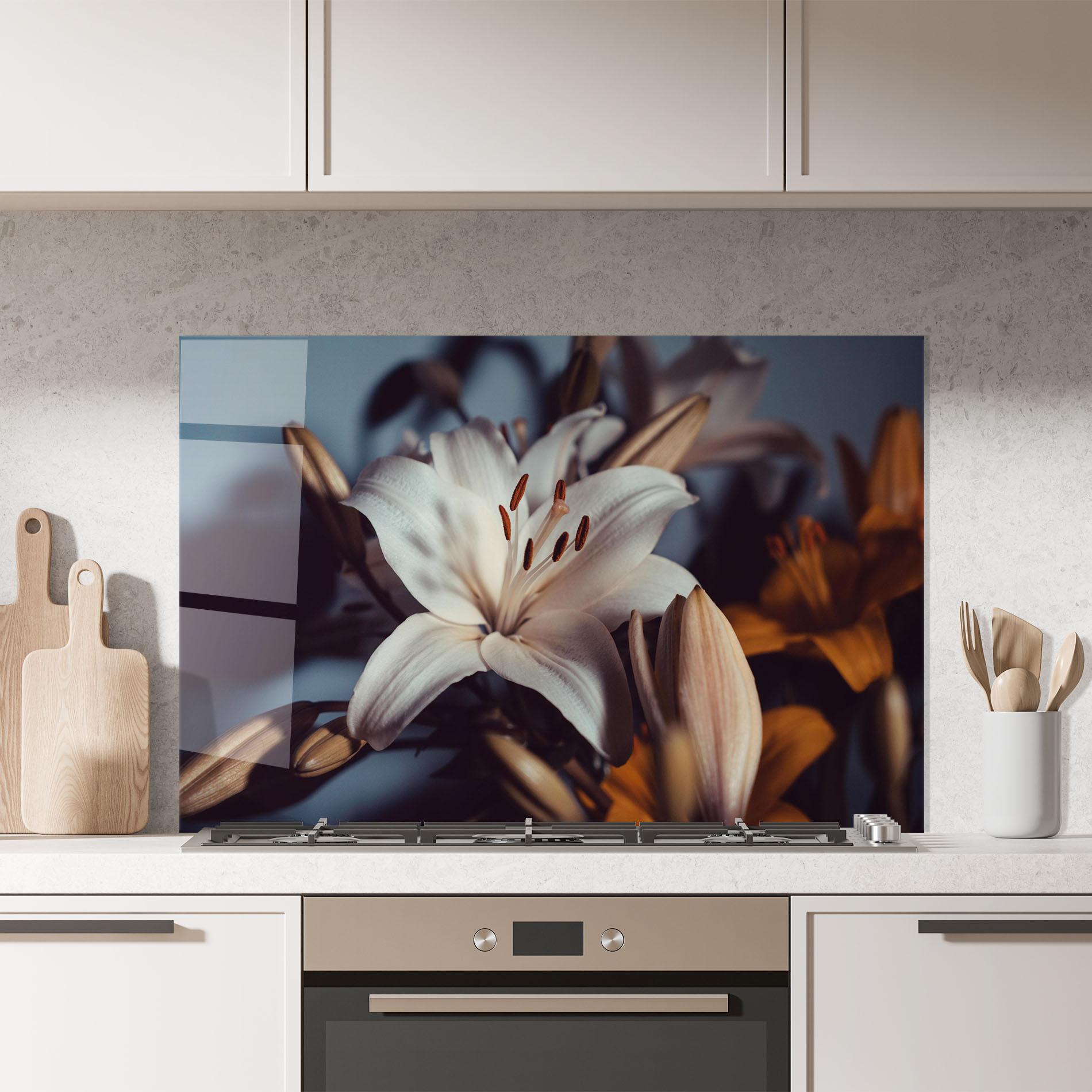 Panou Sticla Bucatarie Cream Lily mockup 7