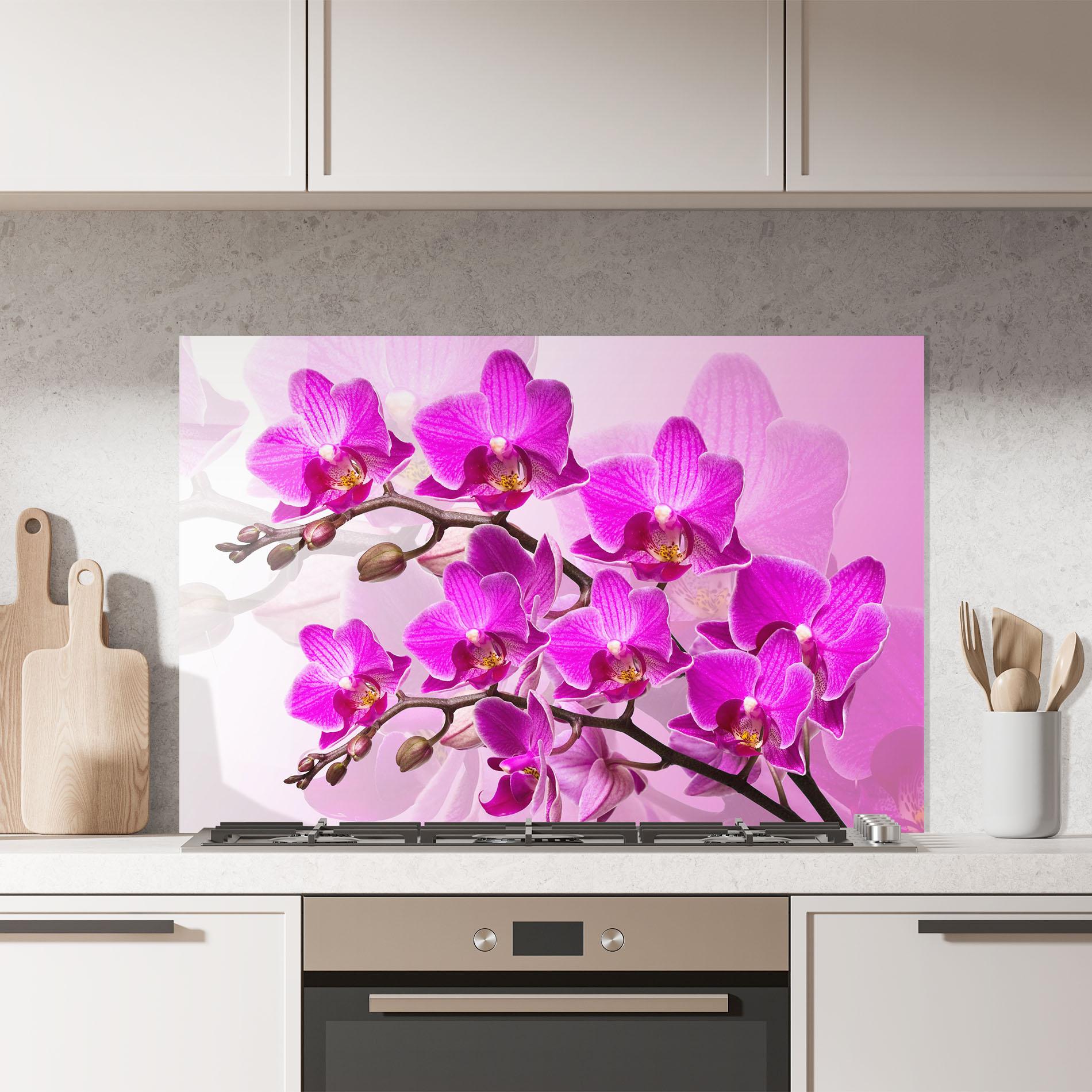 Panou Sticla Bucatarie Flori Roz mockup 7