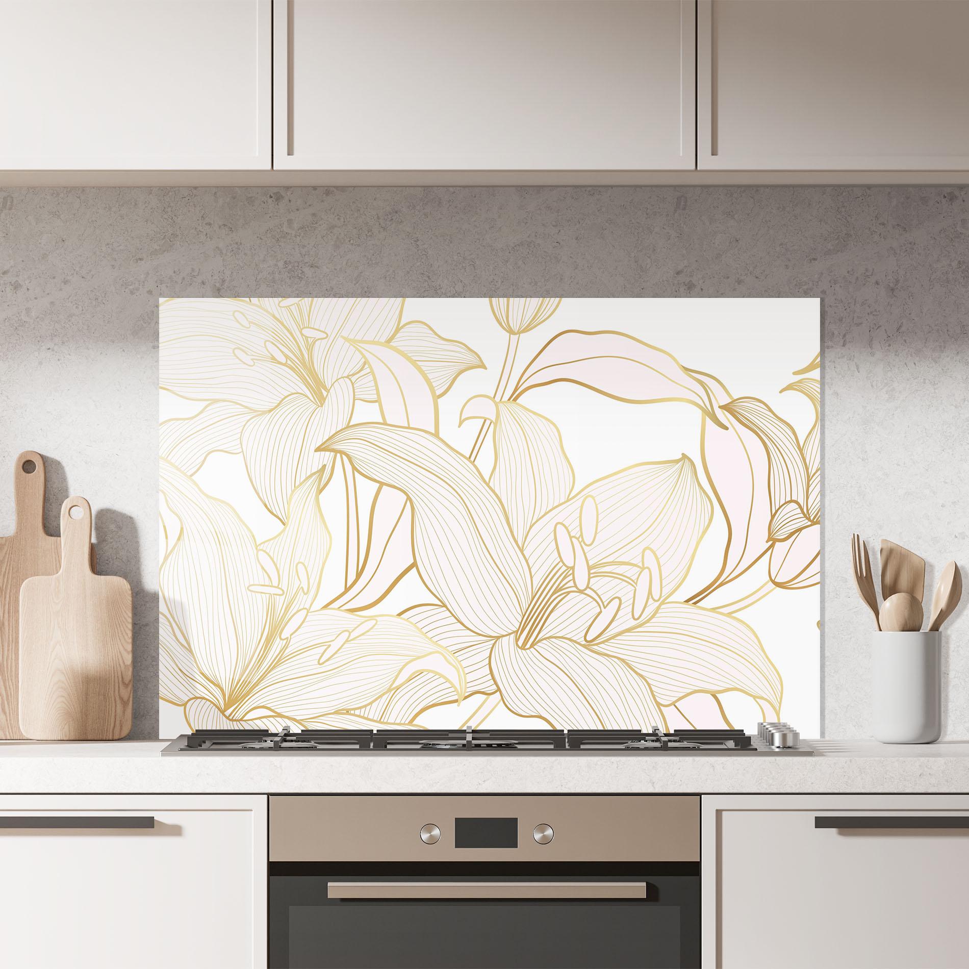 Panou Sticla Bucatarie Gold Lily mockup 7