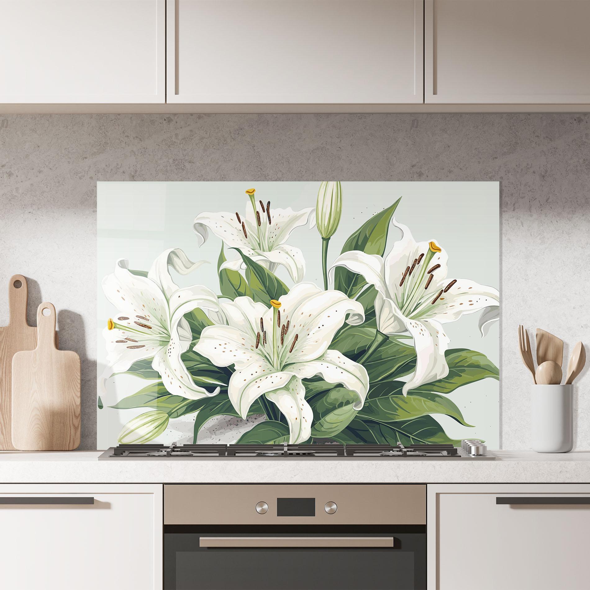 Panou Sticla Bucatarie Light Lily Art mockup 7