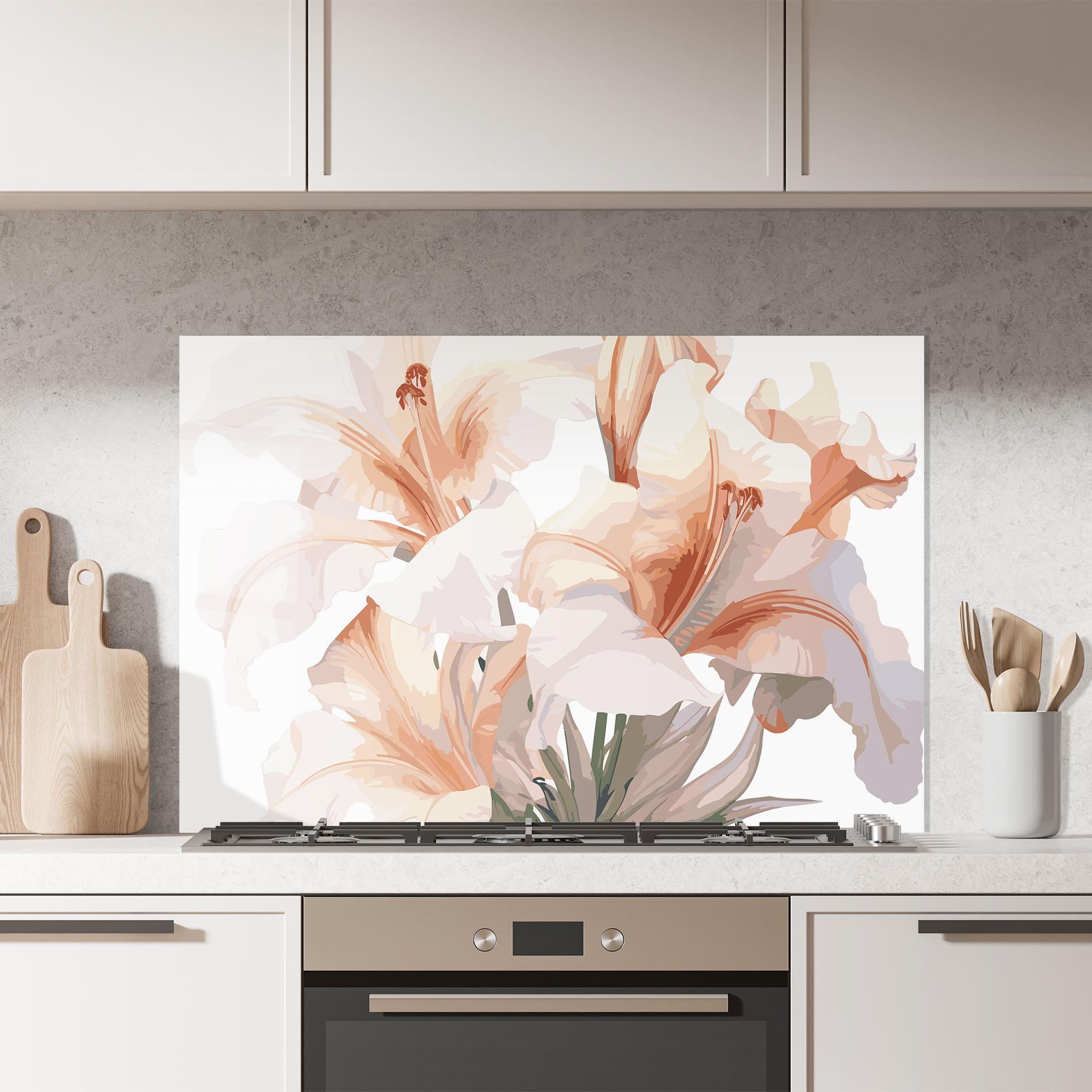 Panou Sticla Bucatarie Light Pink Lily mockup 7