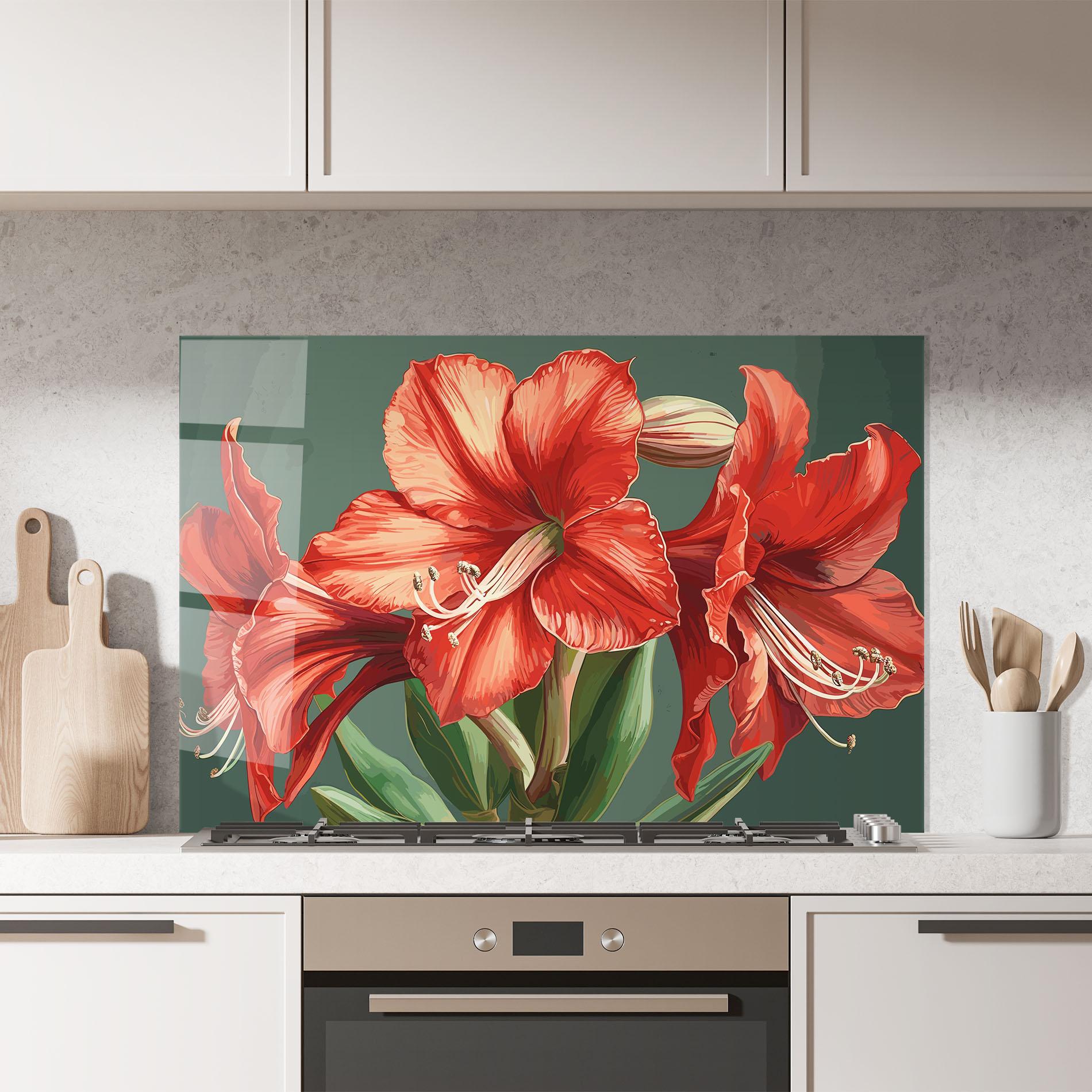 Panou Sticla Bucatarie Lily Orange Art mockup 7