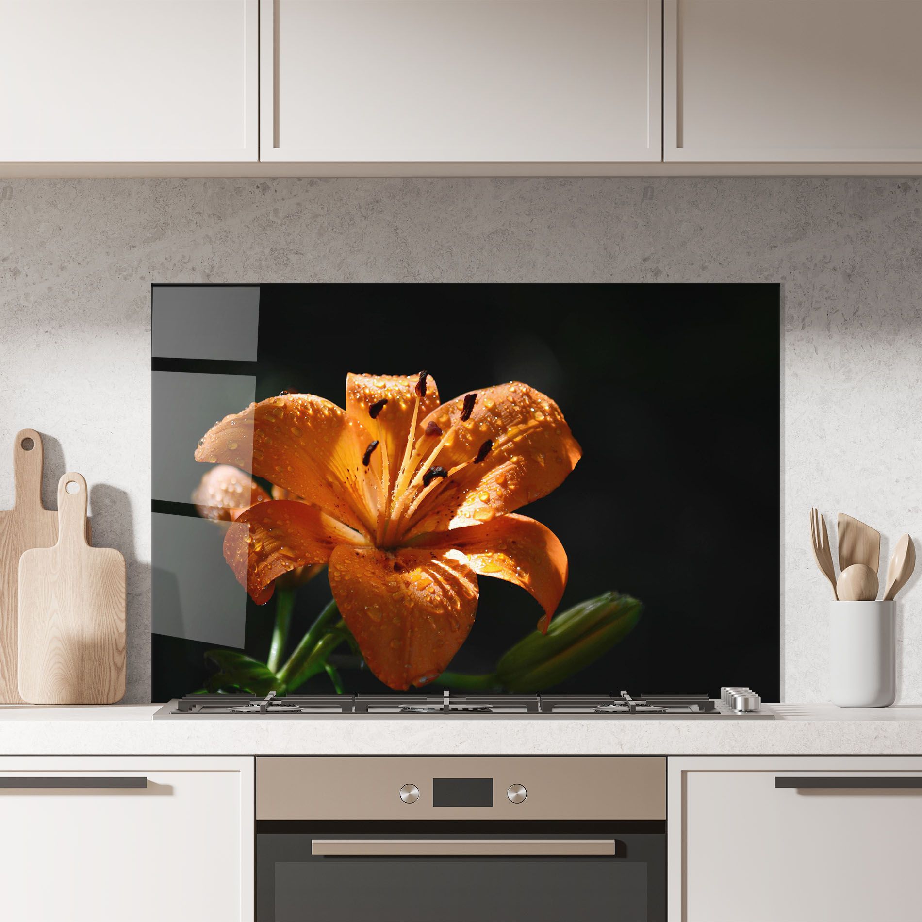 Open Orange Lily On Black mockup 7