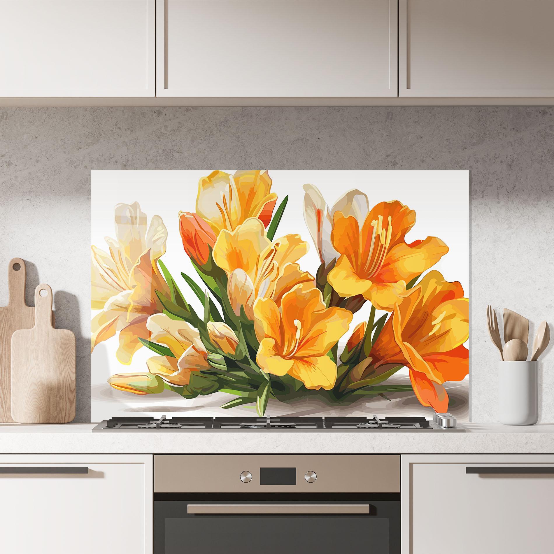 Panou Sticla Bucatarie Orange Lily Art mockup 7