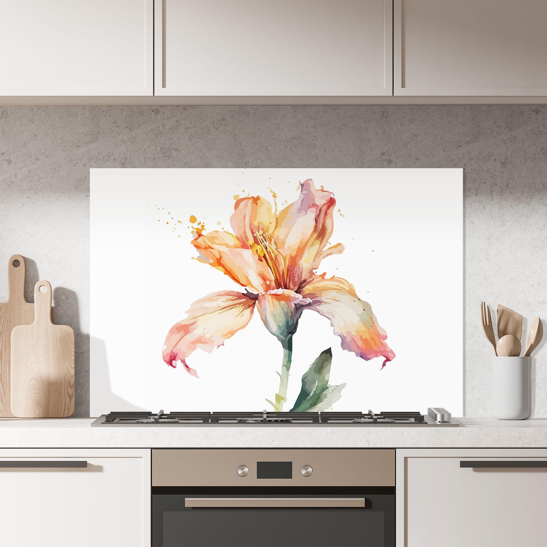 Panou Sticla Bucatarie Orange Purple Lily mockup 7