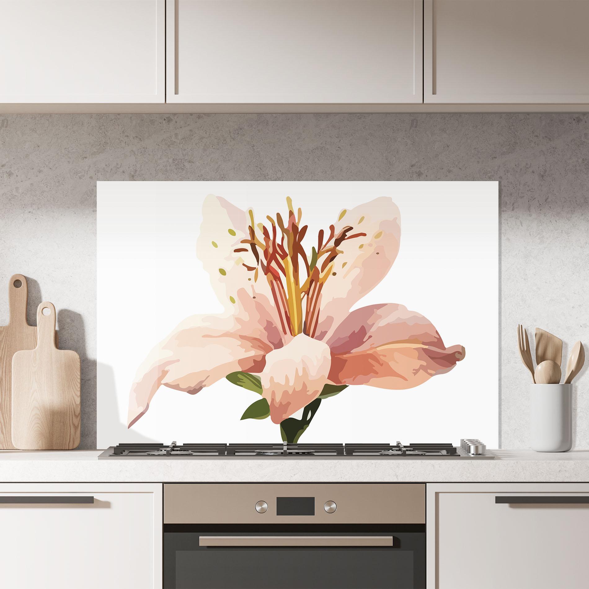 Panou Sticla Bucatarie Pink Cute Lily mockup 7