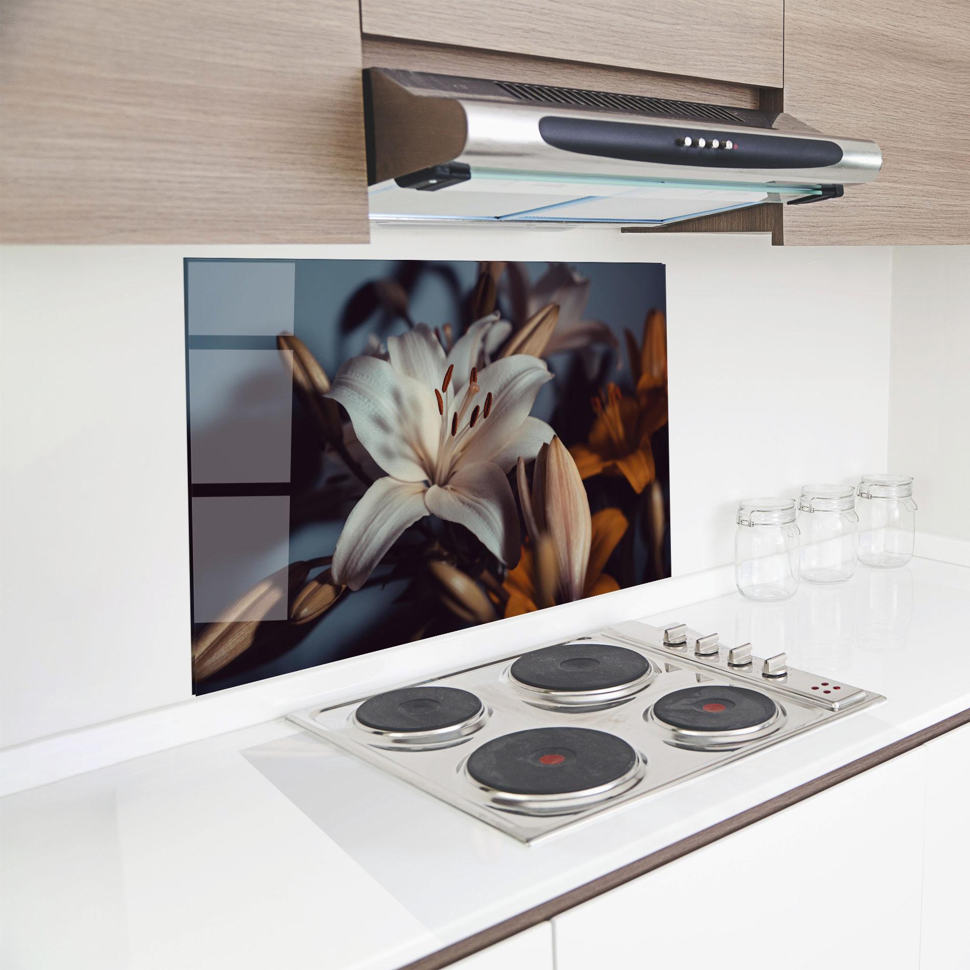 Panou Sticla Bucatarie Cream Lily mockup 8