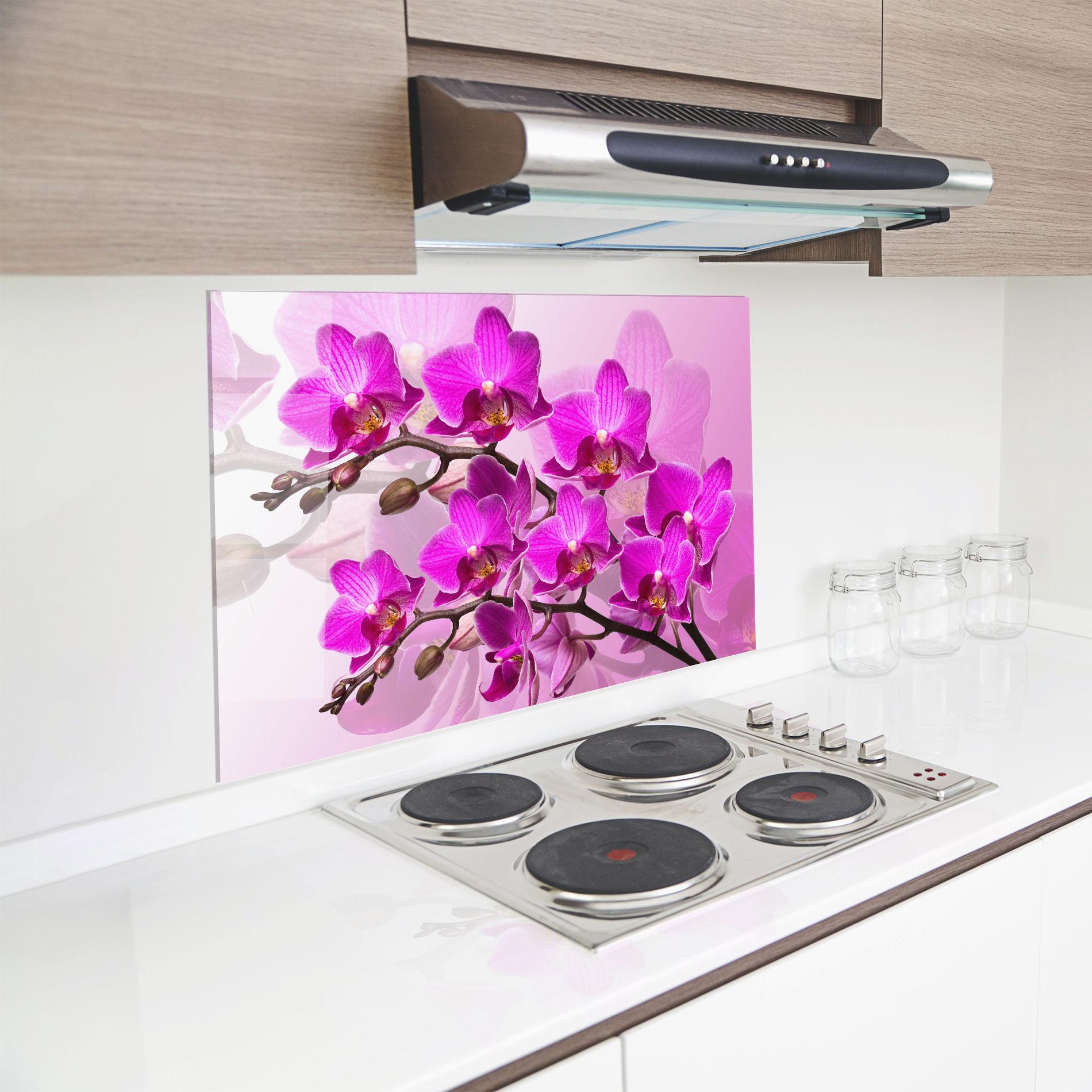 Panou Sticla Bucatarie Flori Roz mockup 8