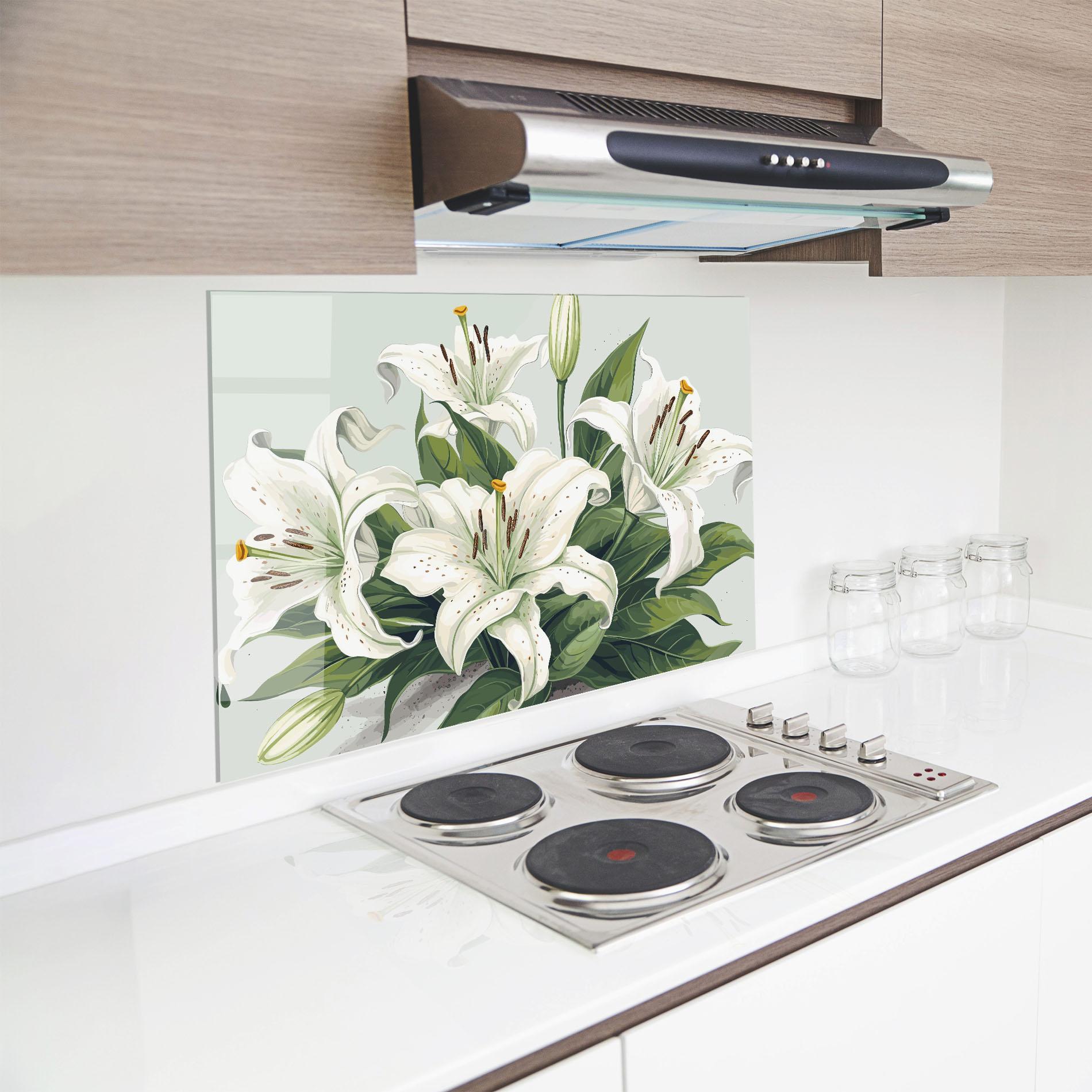 Panou Sticla Bucatarie Light Lily Art mockup 8