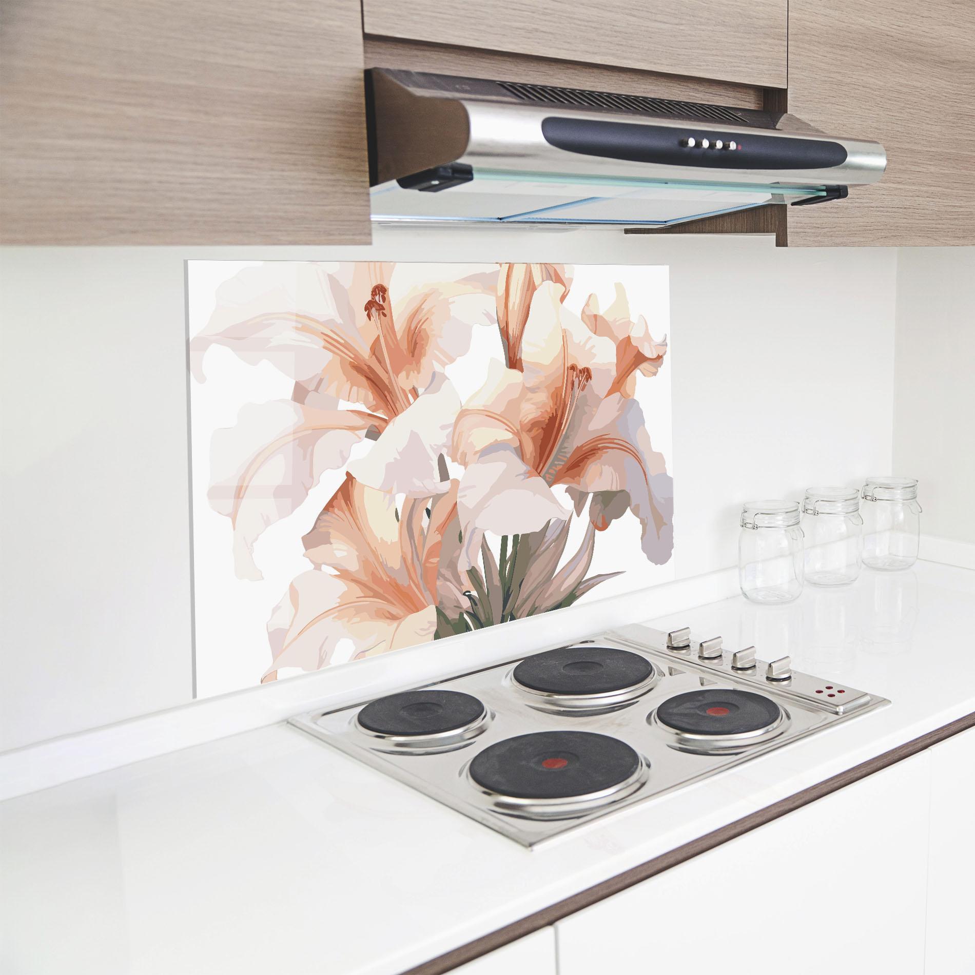 Panou Sticla Bucatarie Light Pink Lily mockup 8