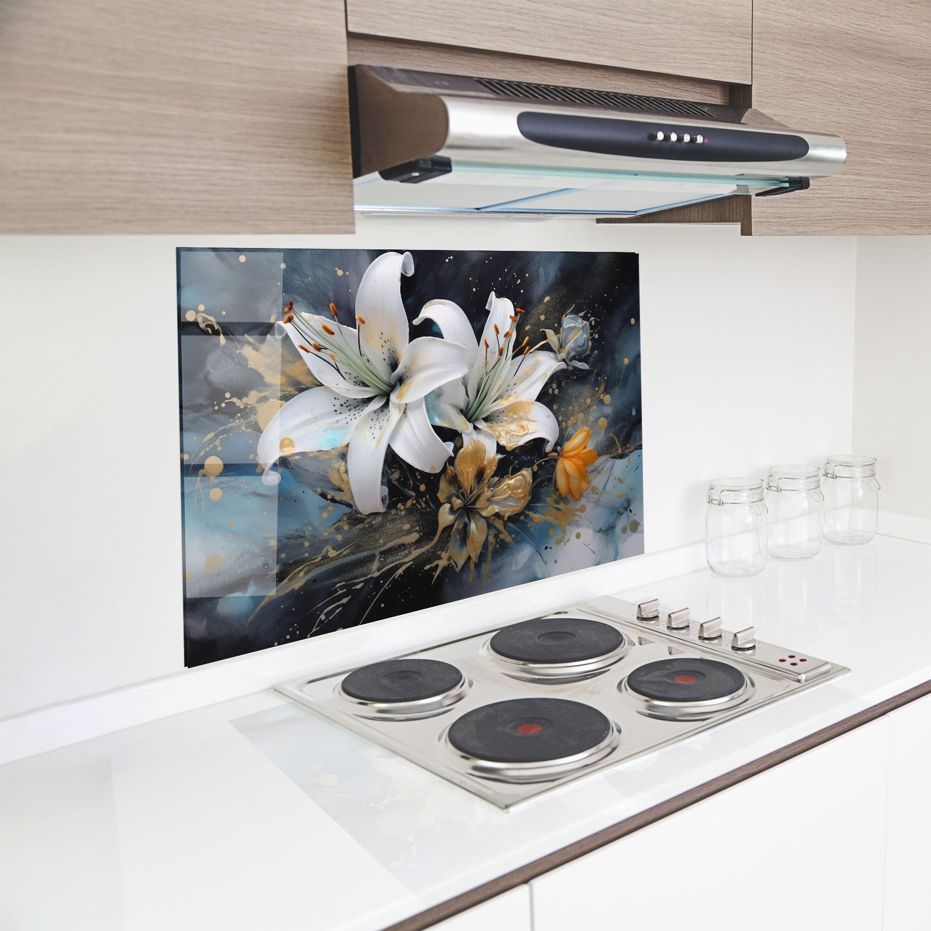 Lily On Blue Painting mockup 8