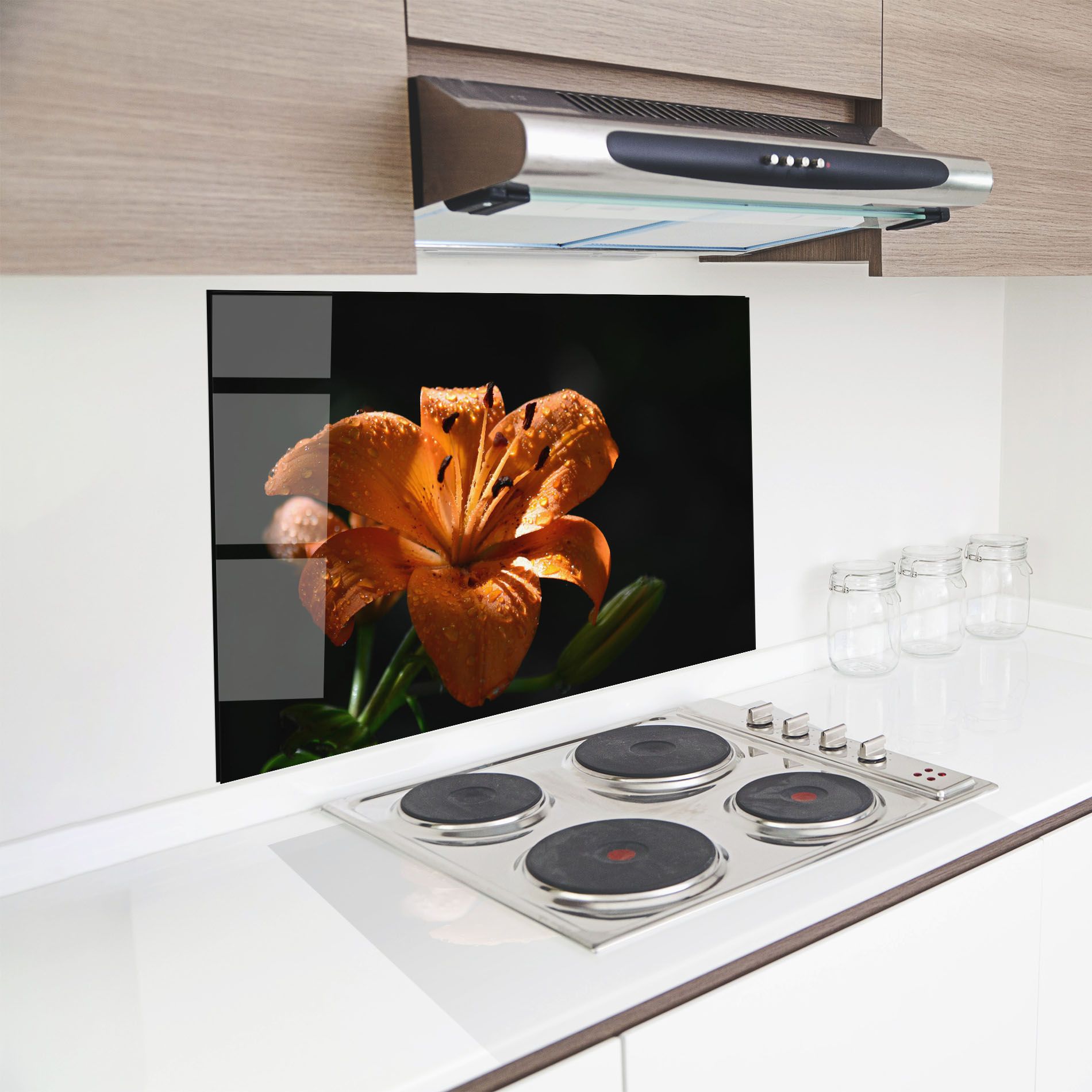 Open Orange Lily On Black mockup 8