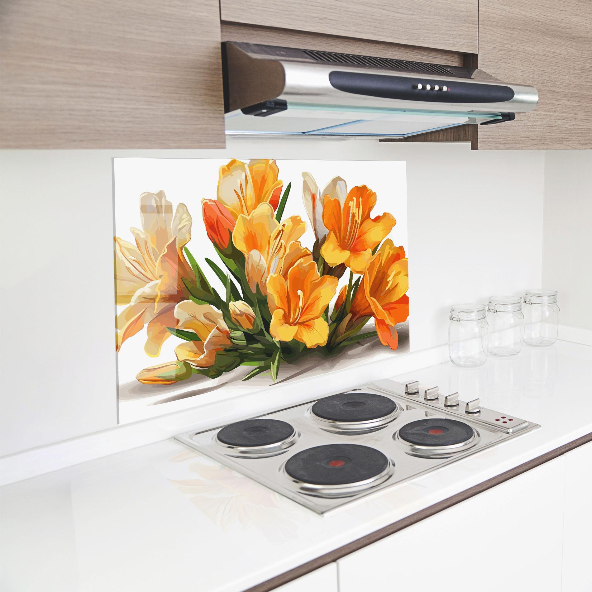 Panou Sticla Bucatarie Orange Lily Art mockup 8