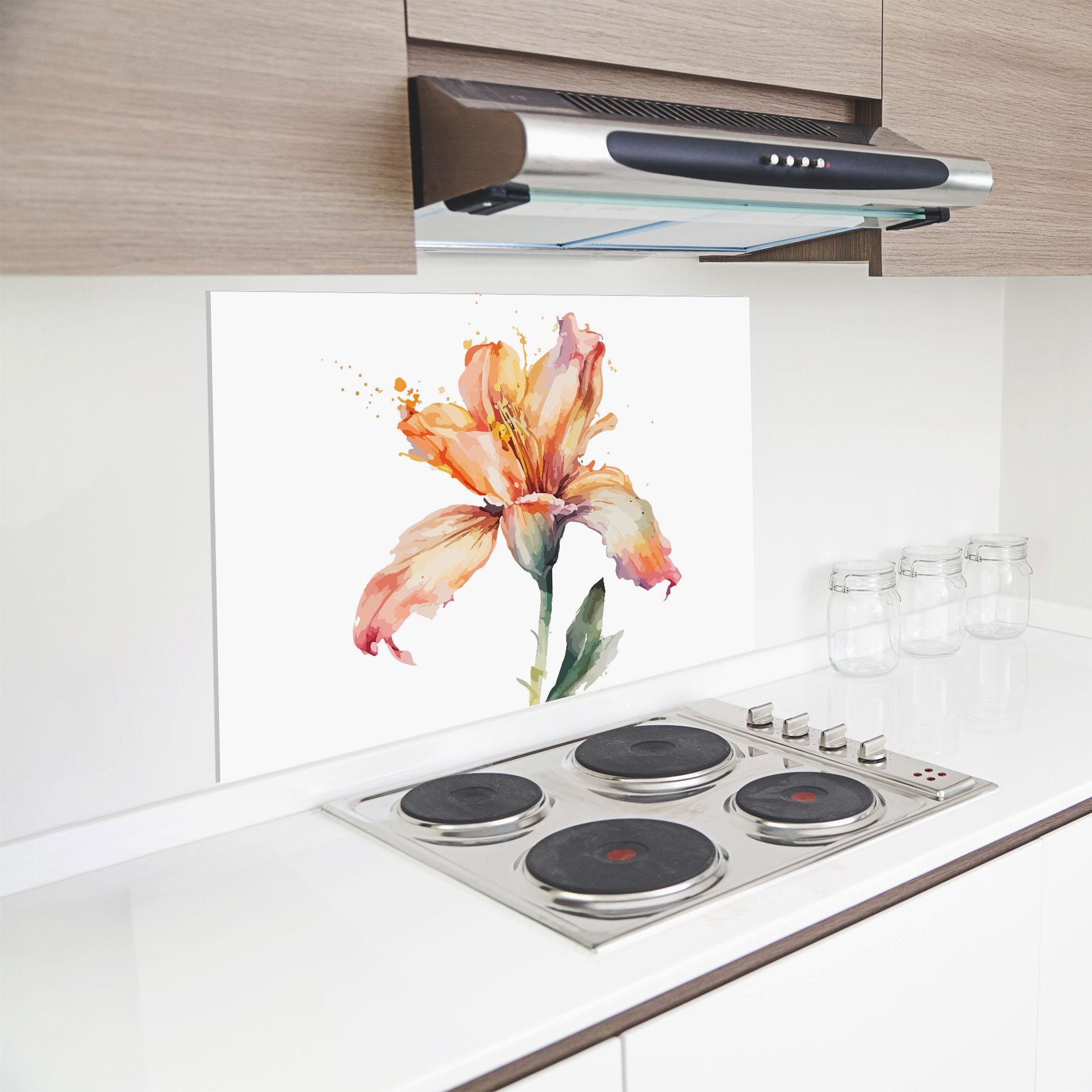 Panou Sticla Bucatarie Orange Purple Lily mockup 8