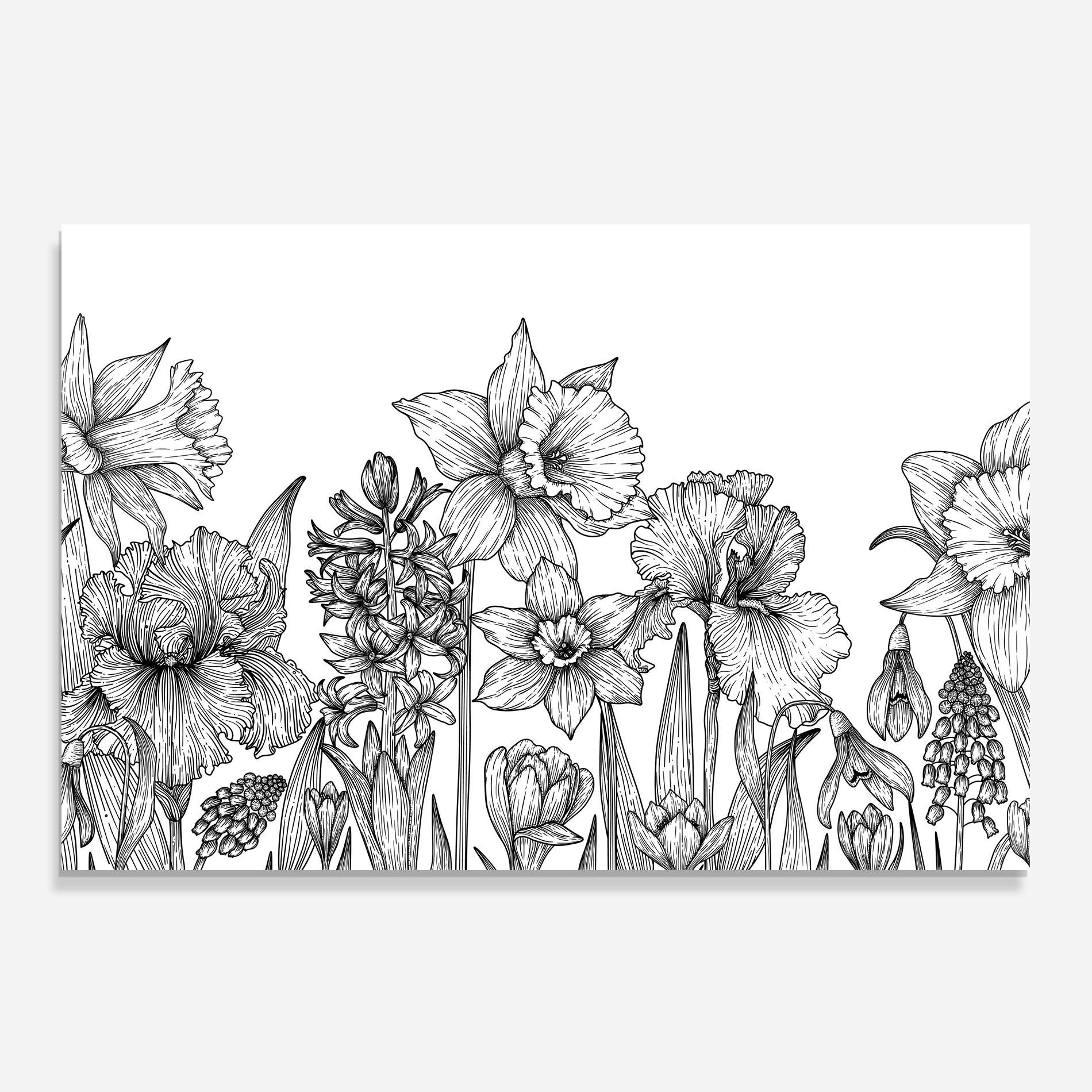 Panou Sticla Bucatarie Black Line Plant mockup 0