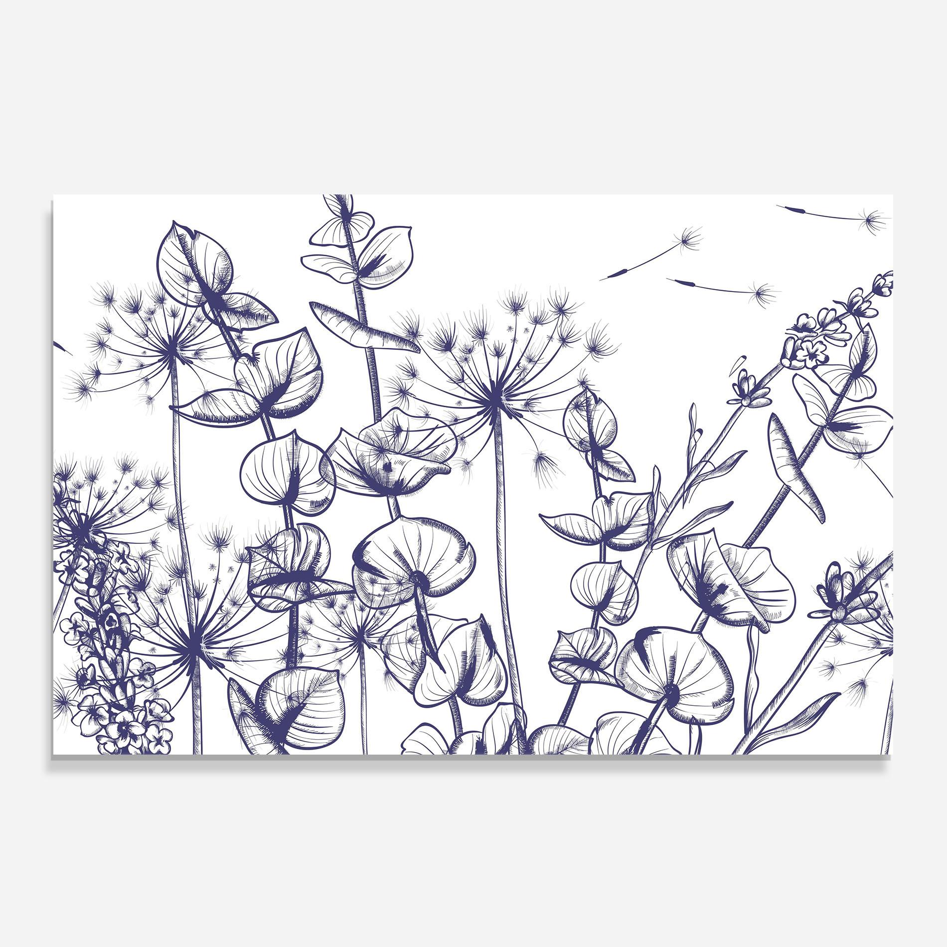 Panou Sticla Bucatarie Blue Line Plants mockup 0