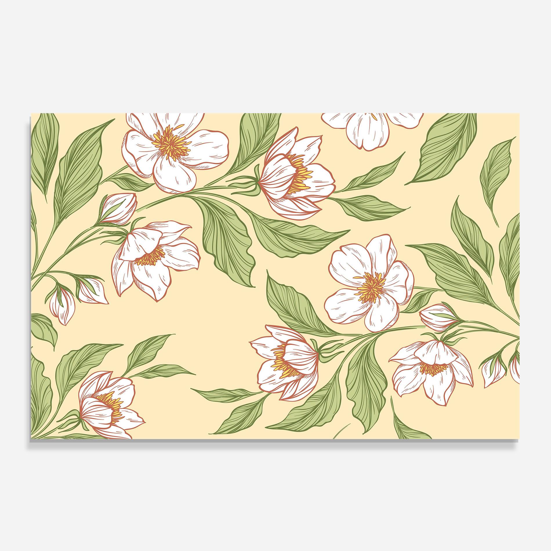Panou Sticla Bucatarie Cream Flower White mockup 0