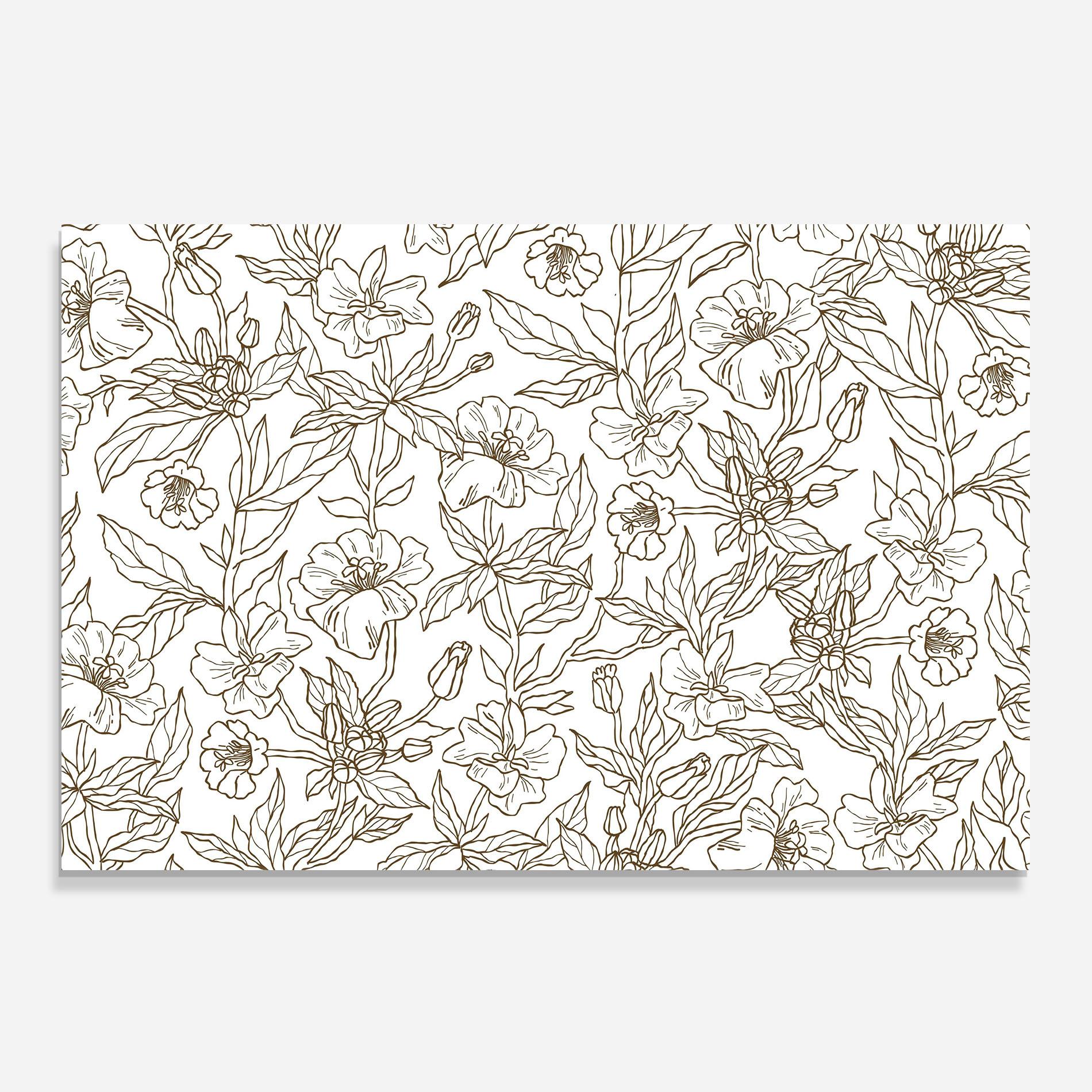 Panou Sticla Bucatarie Cream Line Flowers mockup 0
