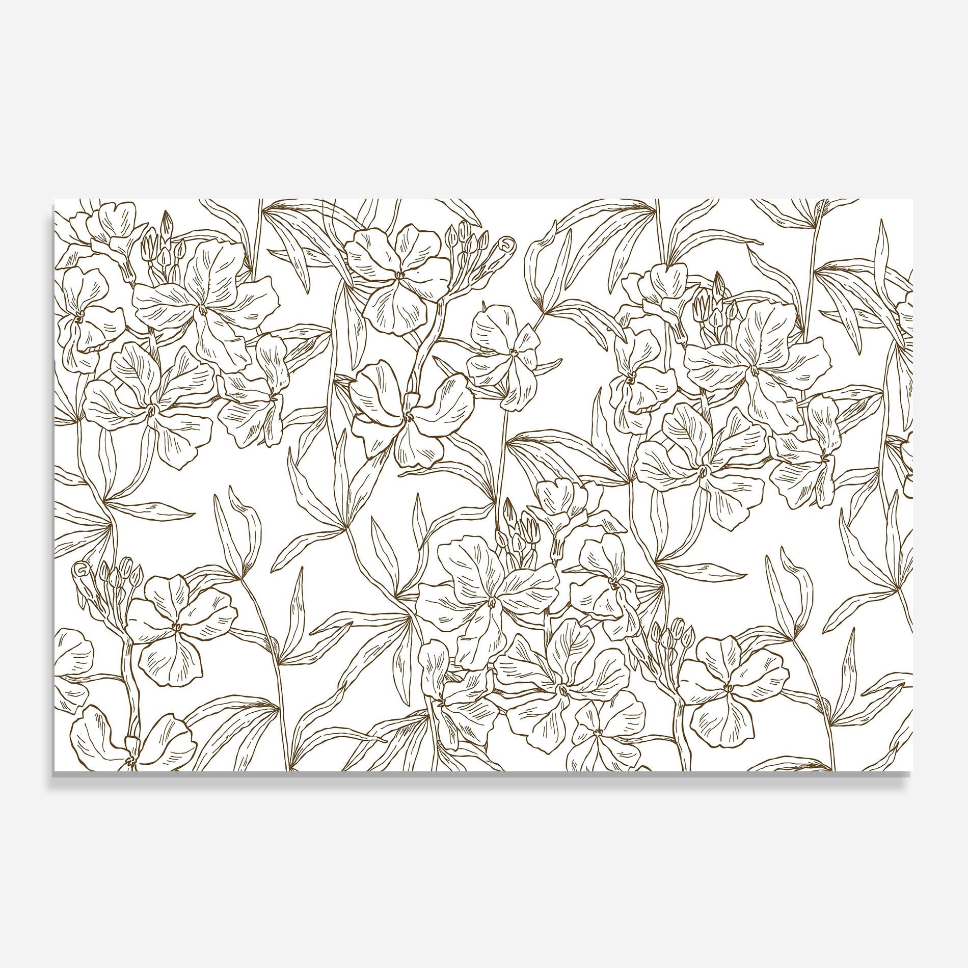 Panou Sticla Bucatarie Flower Brown Line mockup 0