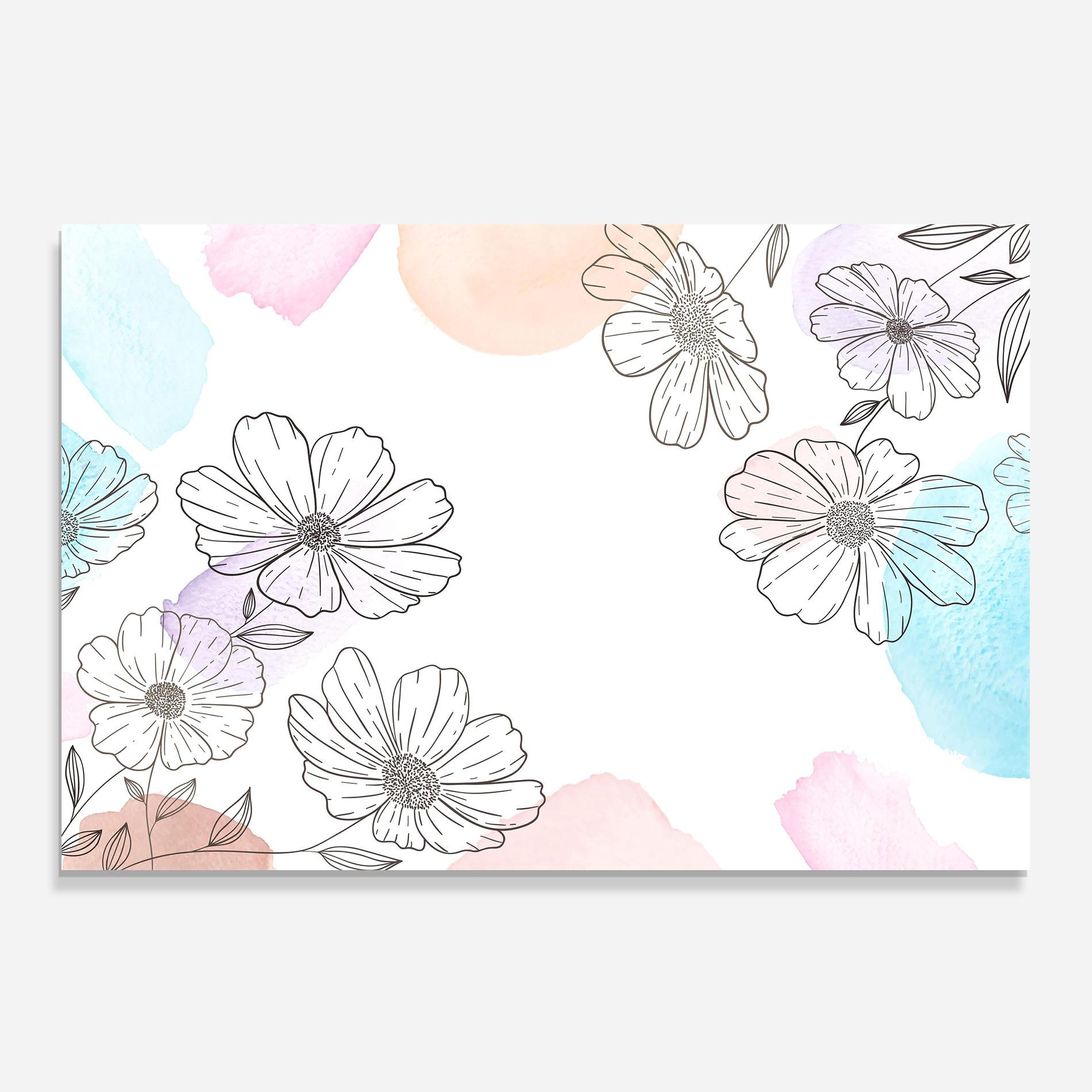 Panou Sticla Bucatarie Grey Colorful Flower mockup 0