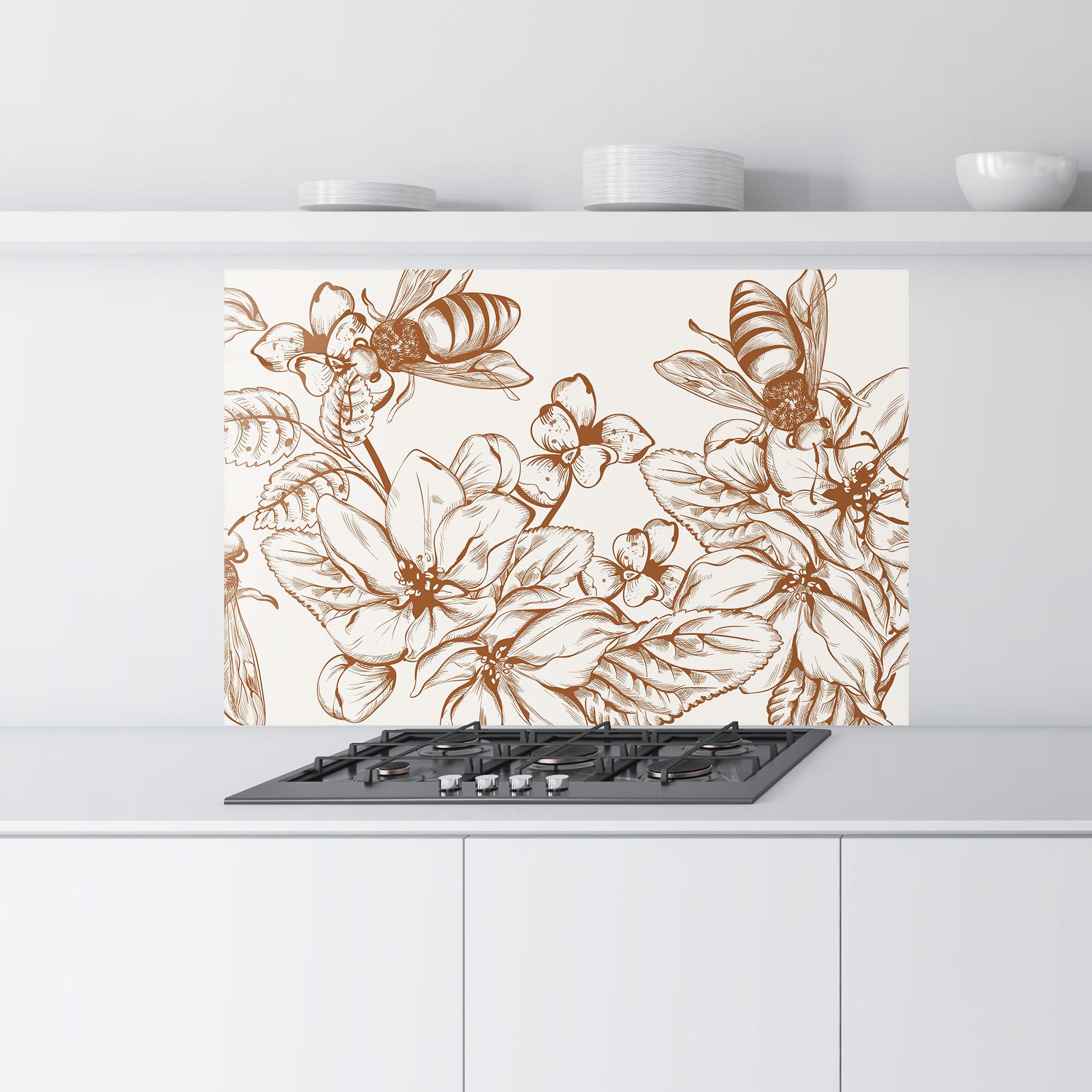 Panou Sticla Bucatarie Bee Flower Line mockup 9