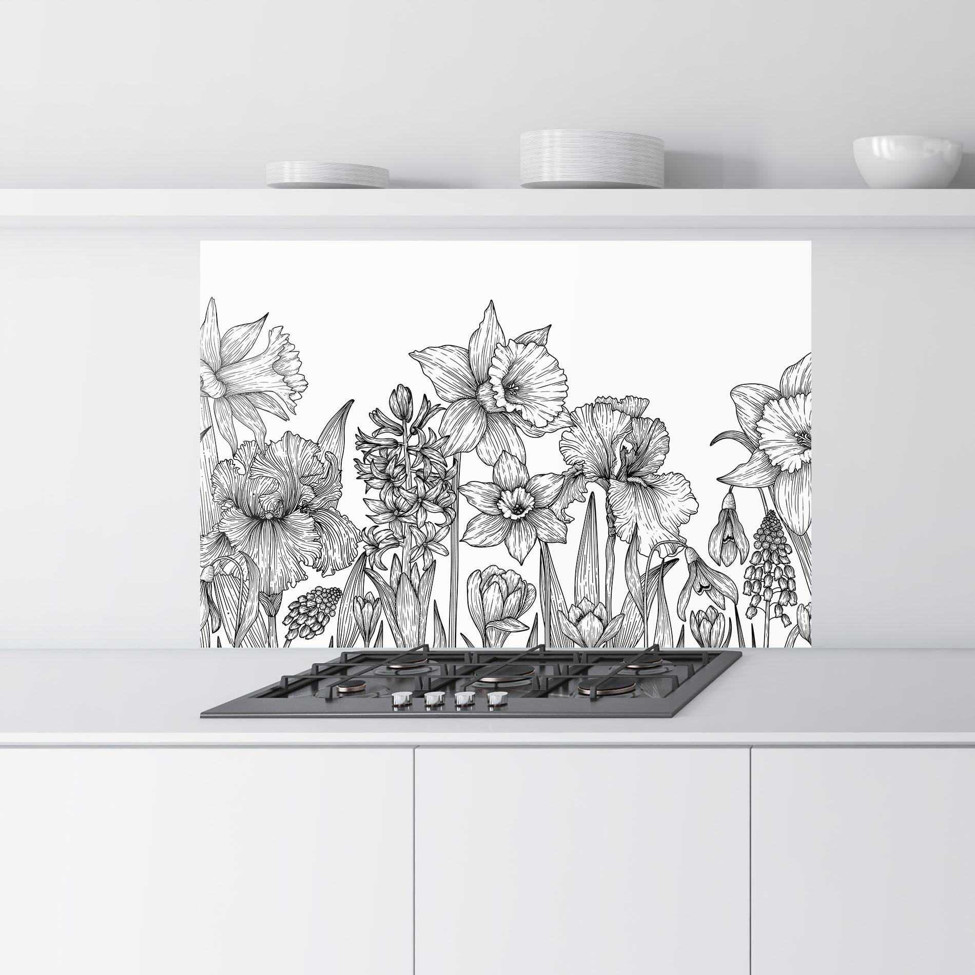 Panou Sticla Bucatarie Black Line Plant mockup 9