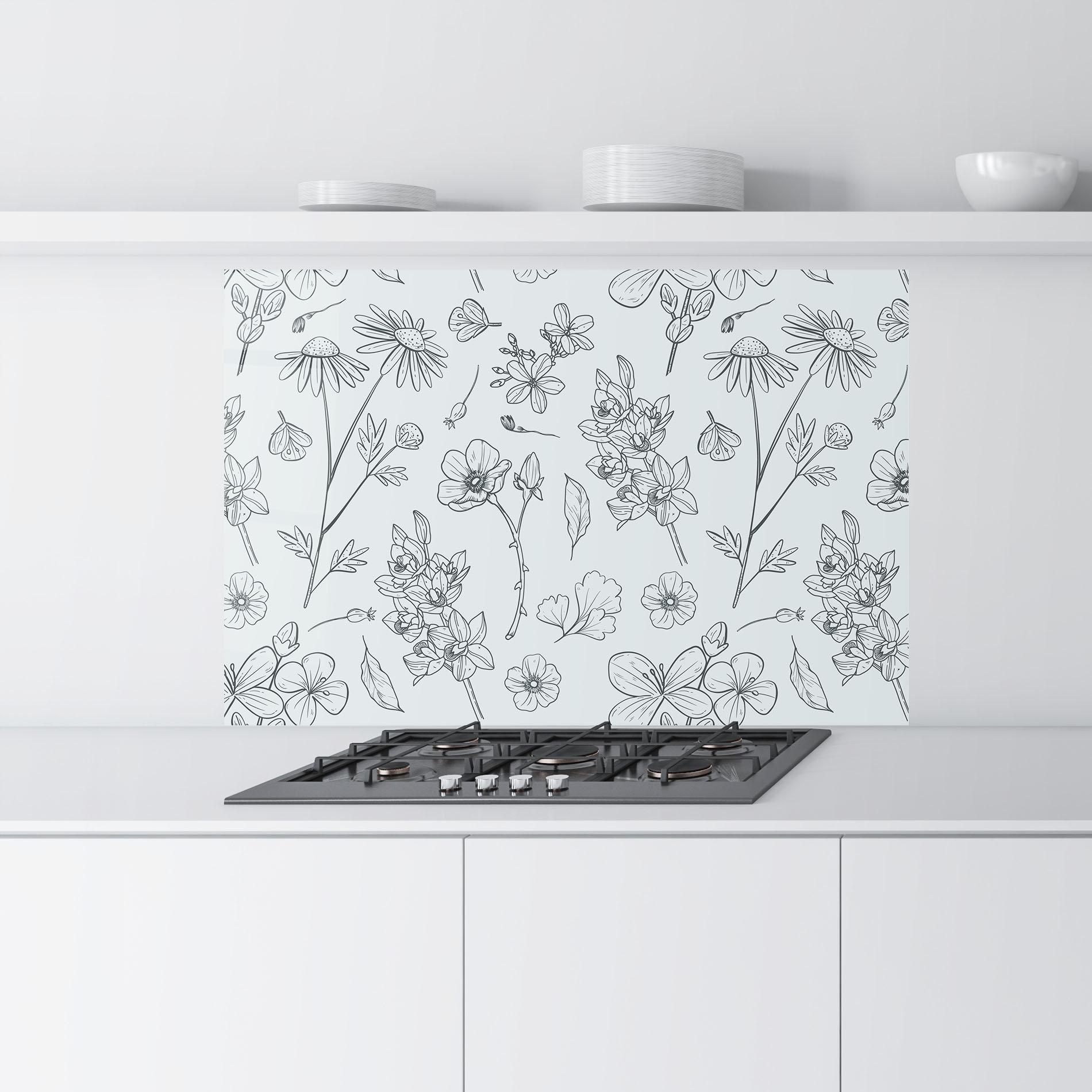 Panou Sticla Bucatarie Blue Flower Line mockup 9