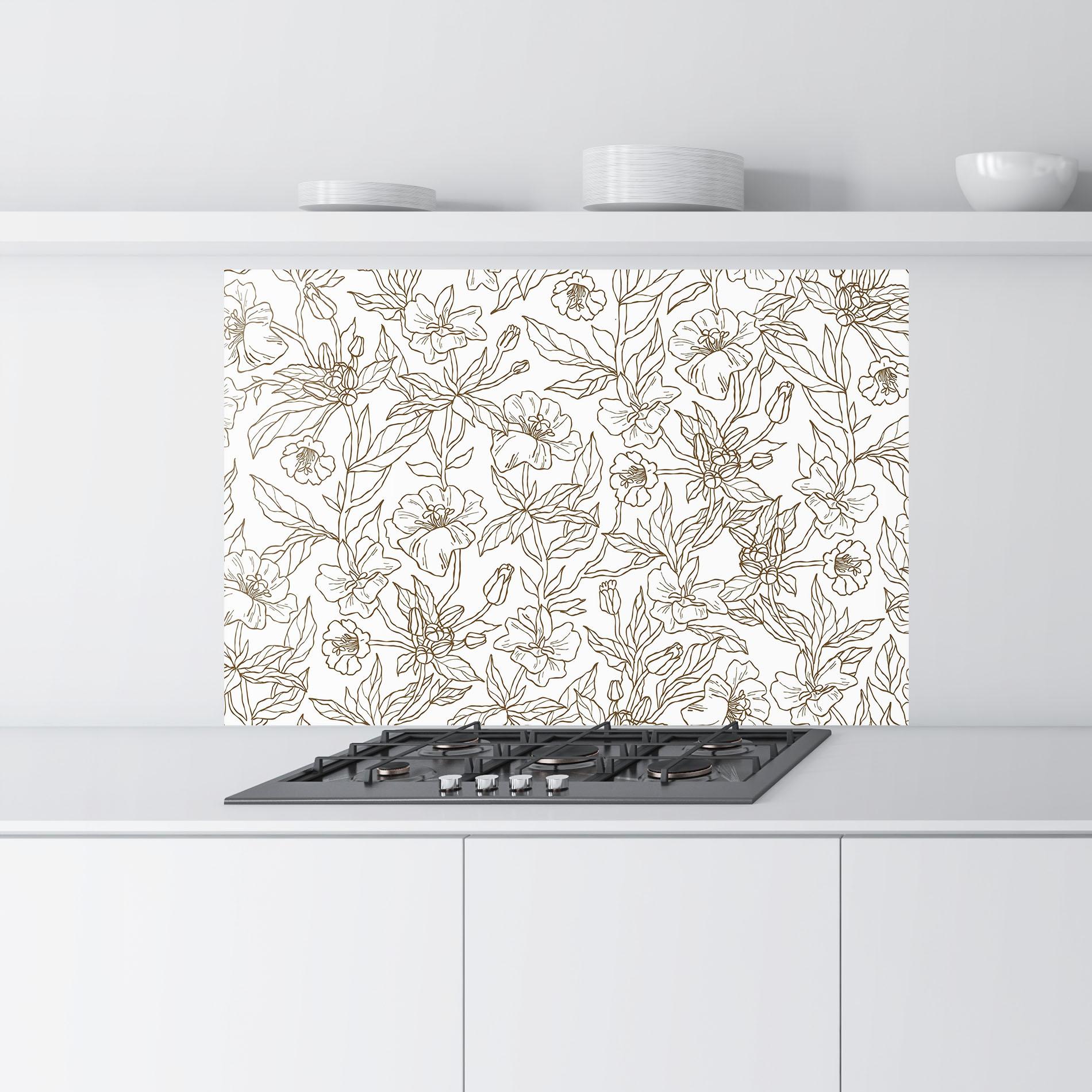 Panou Sticla Bucatarie Cream Line Flowers mockup 9