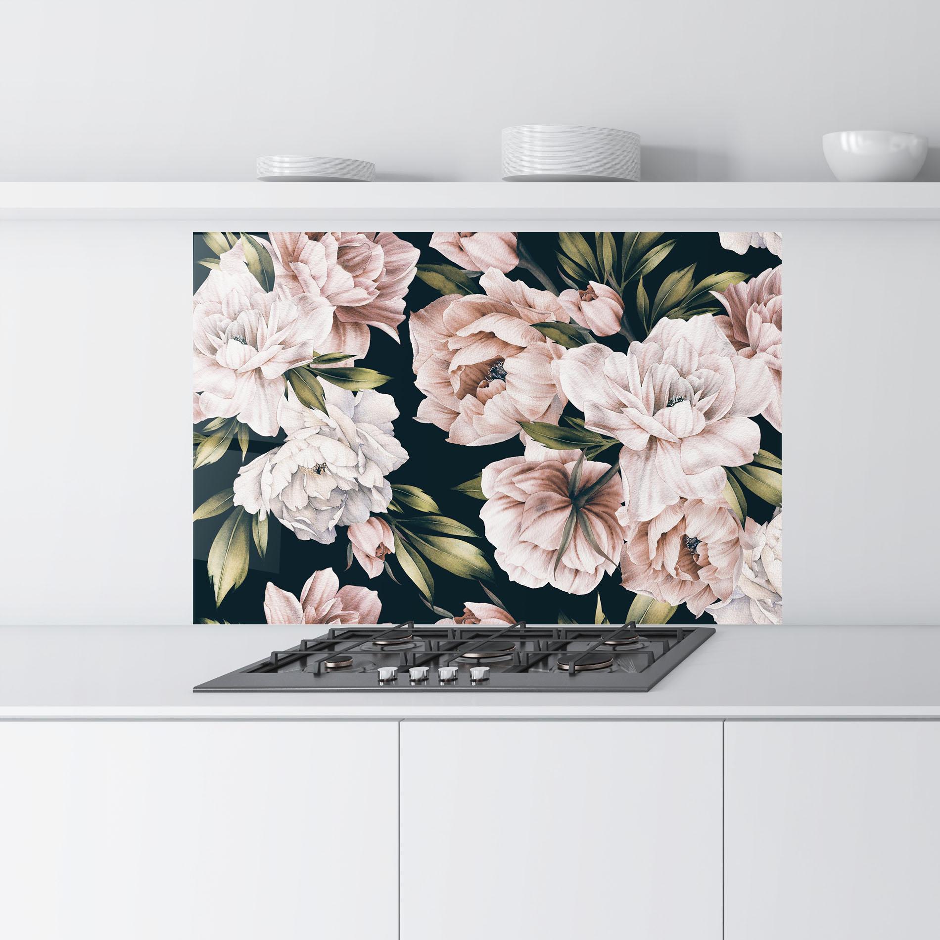 Panou Sticla Bucatarie Flori De Bujori mockup 9