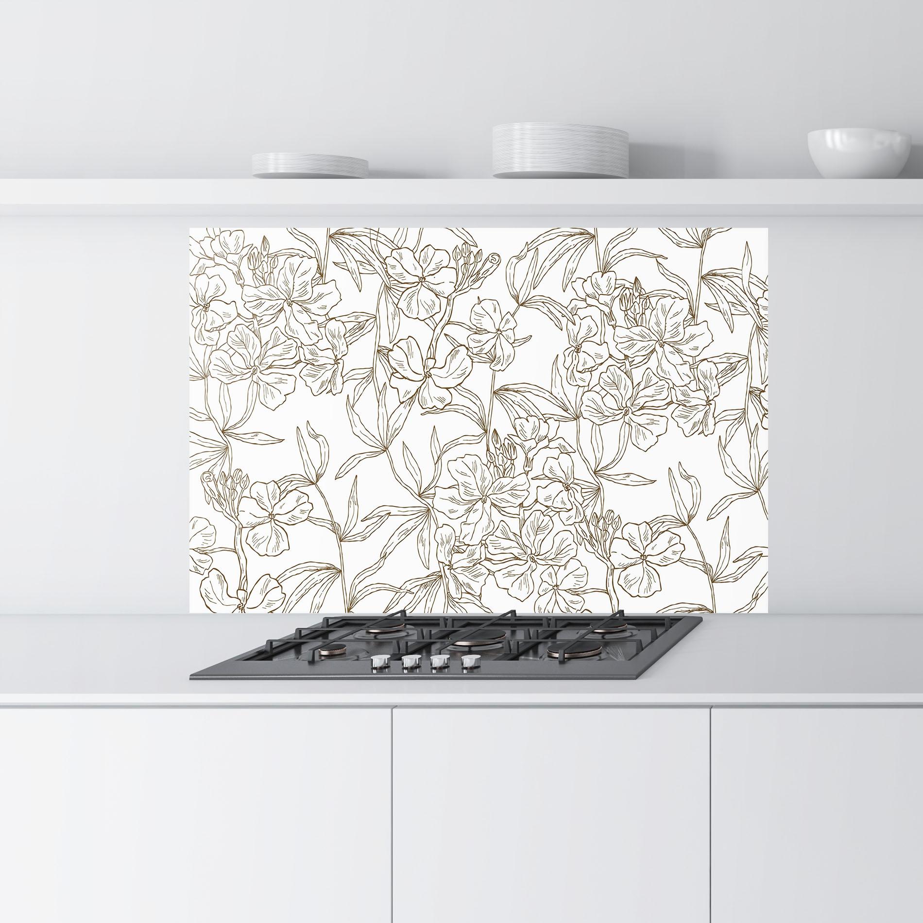 Panou Sticla Bucatarie Flower Brown Line mockup 9