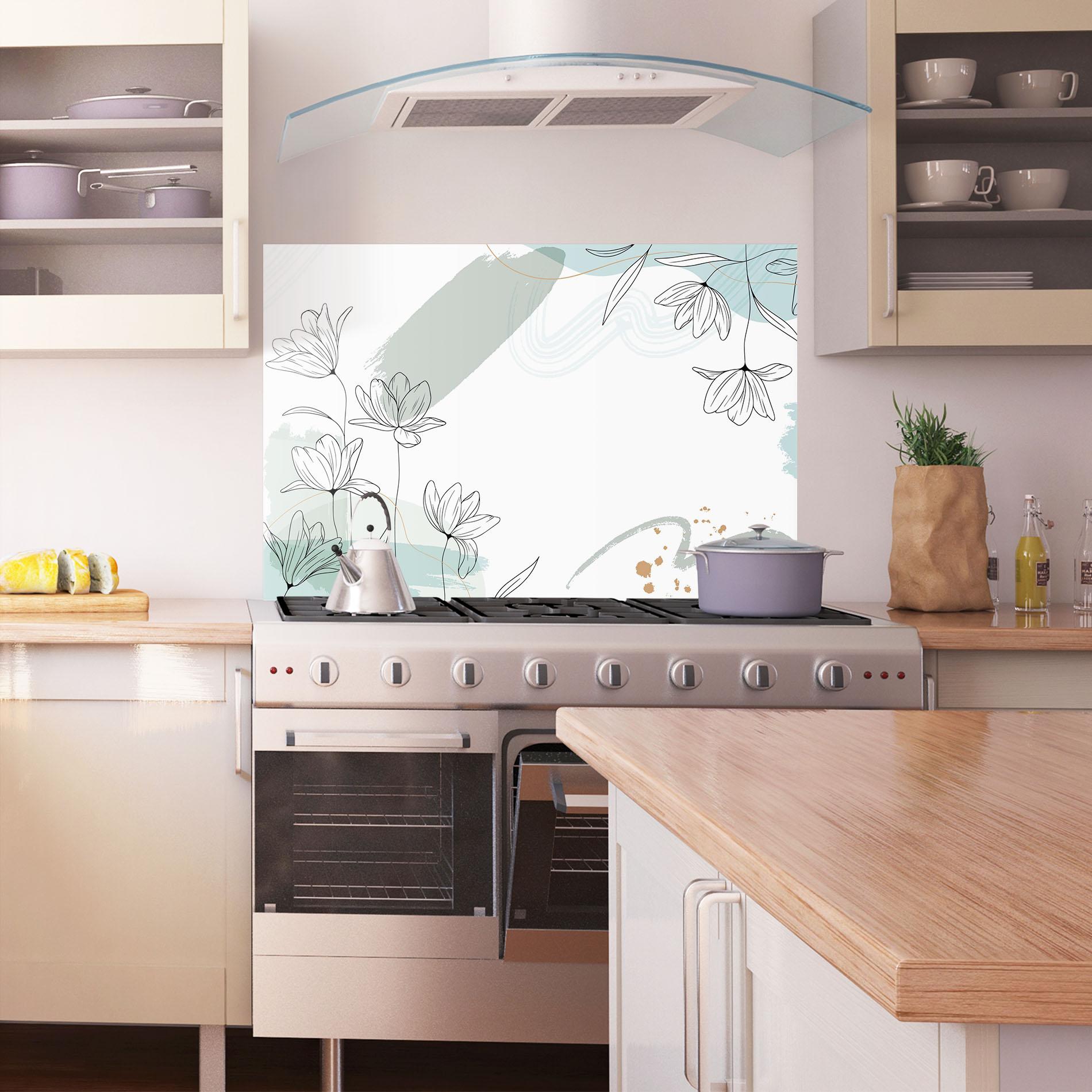 Panou Sticla Bucatarie Black Blue Line mockup 1