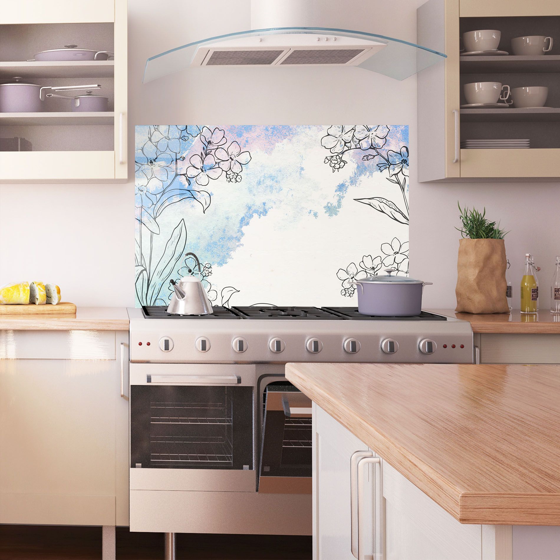 Blue Watercolor Flower mockup 1