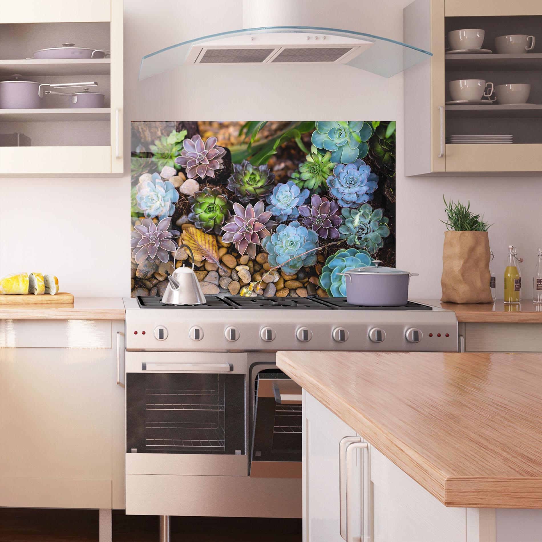 Panou Sticla Bucatarie Colorful Flowers mockup 1