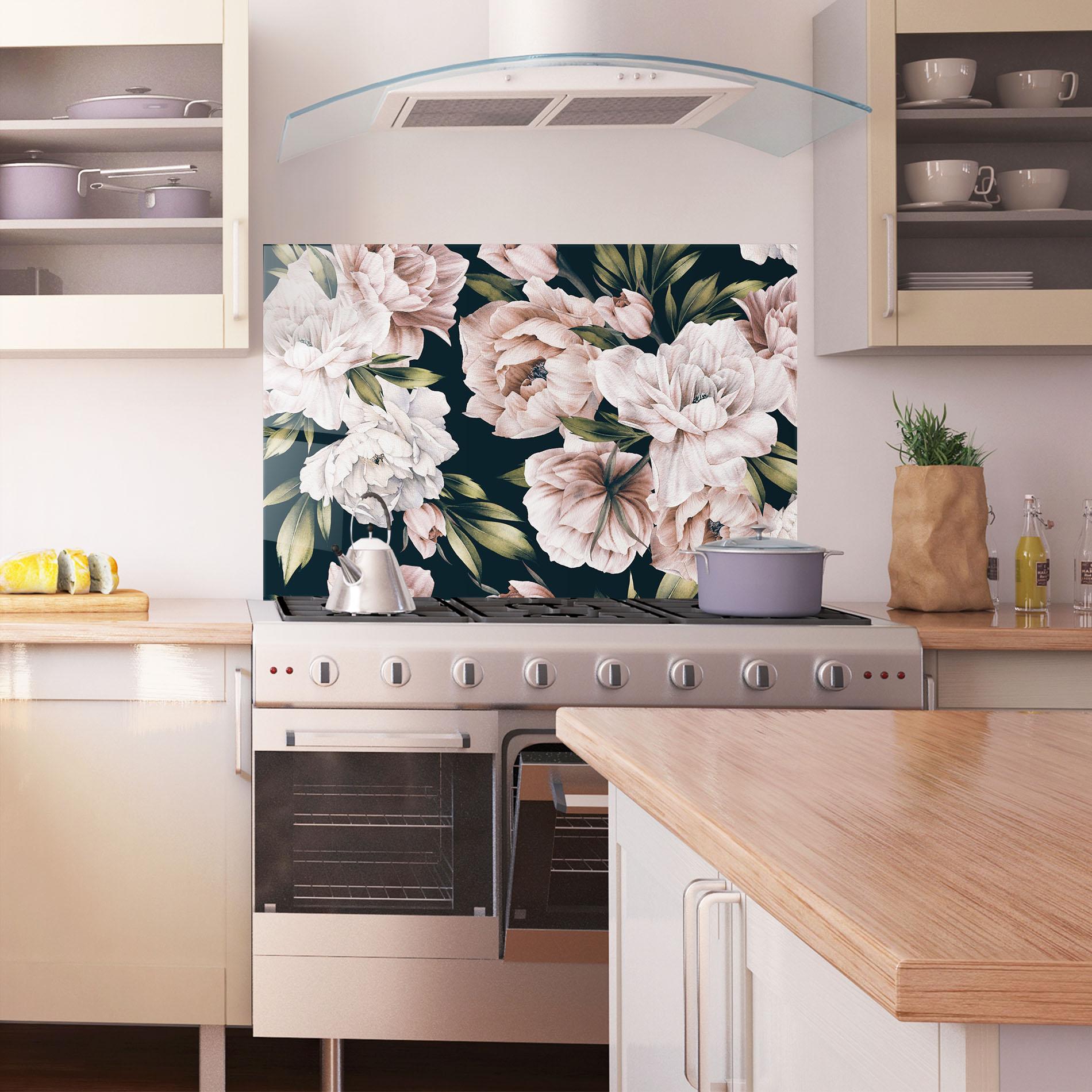Panou Sticla Bucatarie Flori De Bujori mockup 1