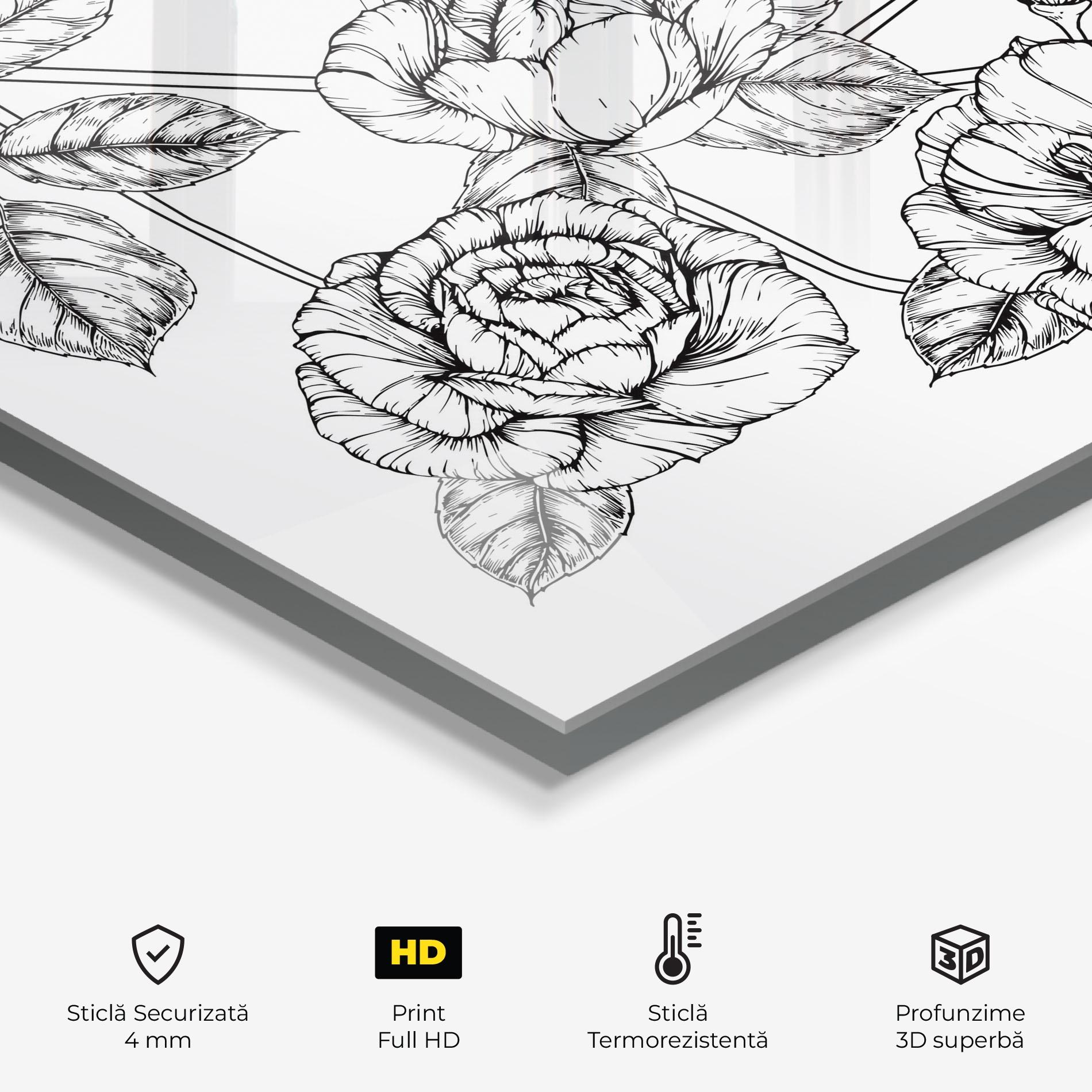 Panou Sticla Bucatarie Big Roses Line mockup 2