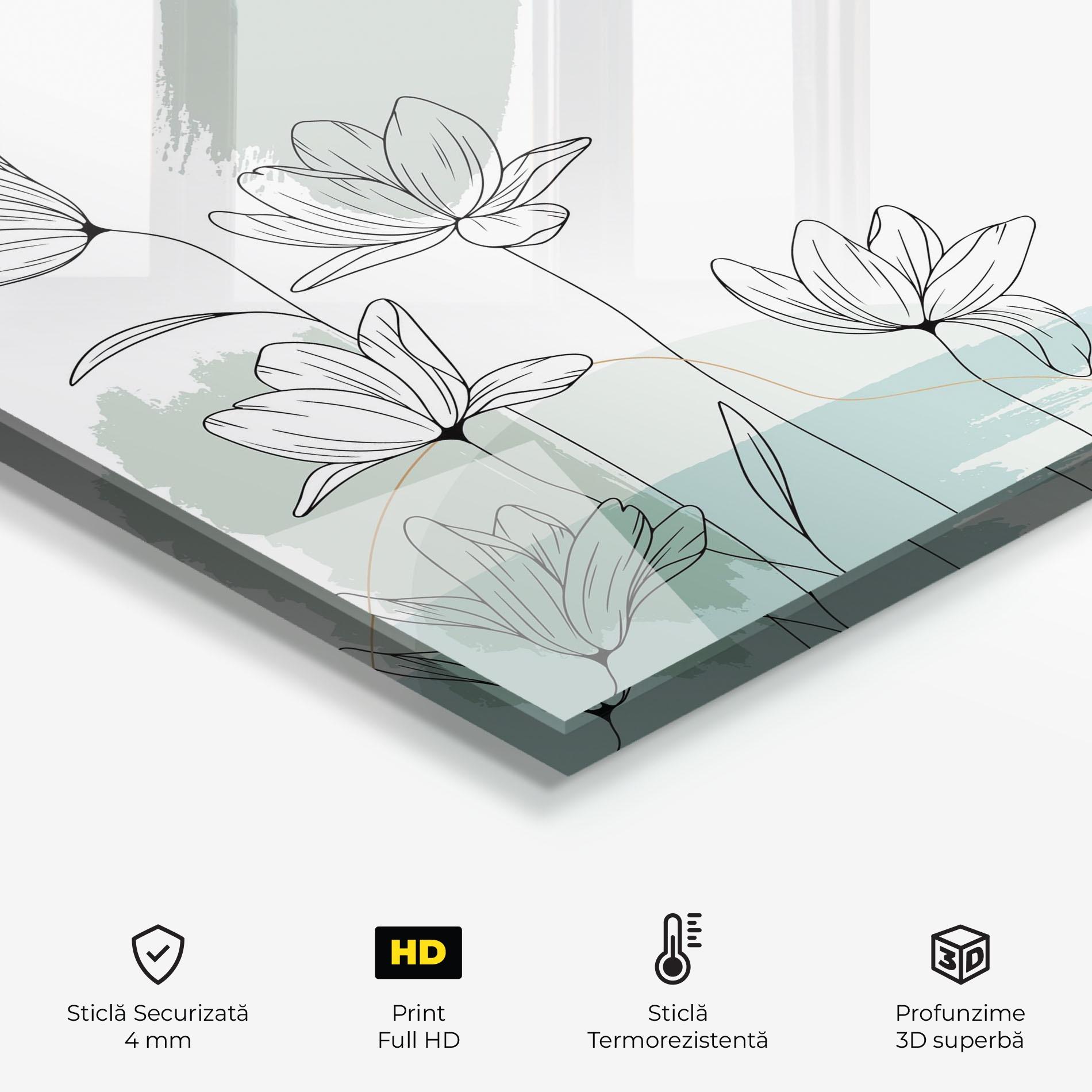 Panou Sticla Bucatarie Black Blue Line mockup 2