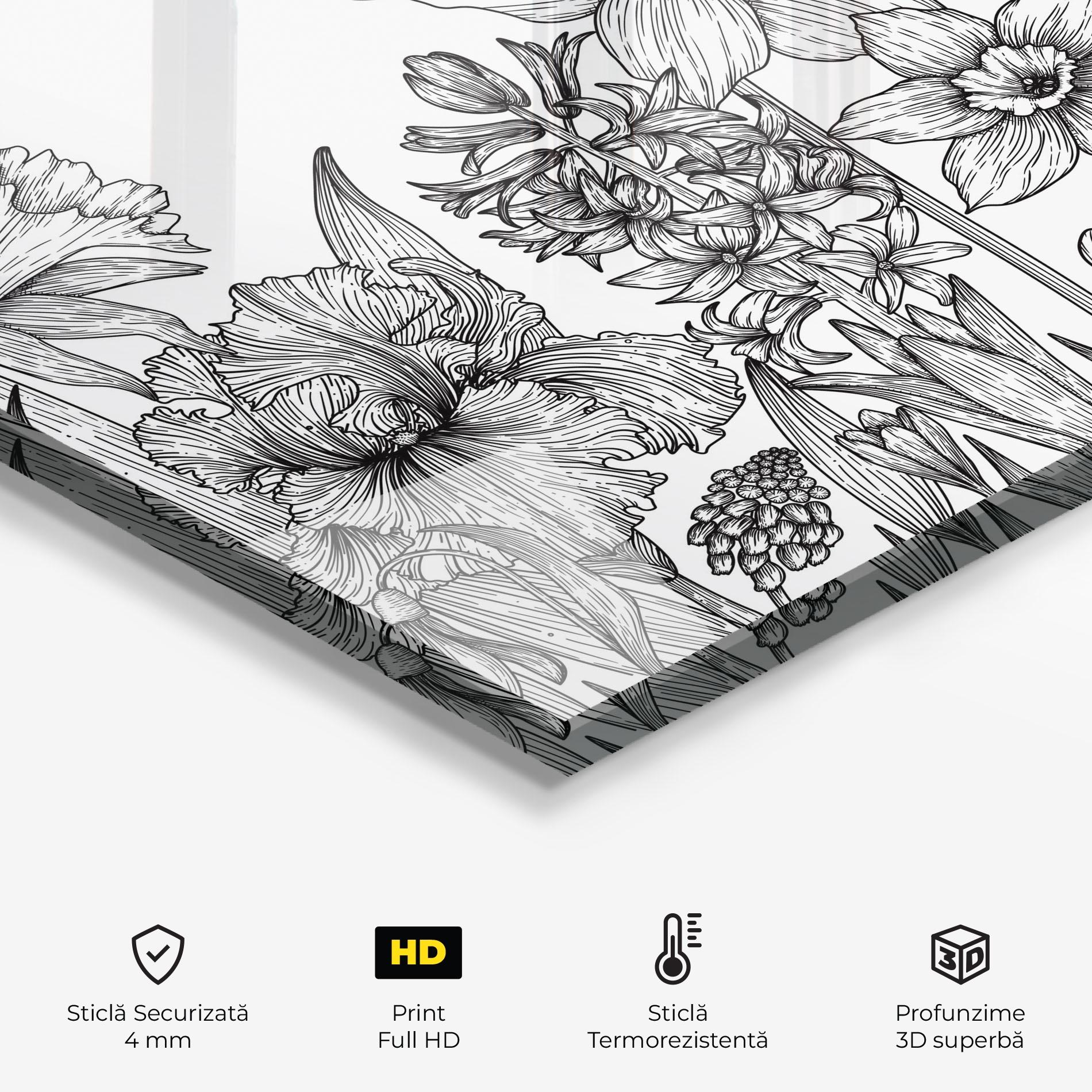 Panou Sticla Bucatarie Black Line Plant mockup 2