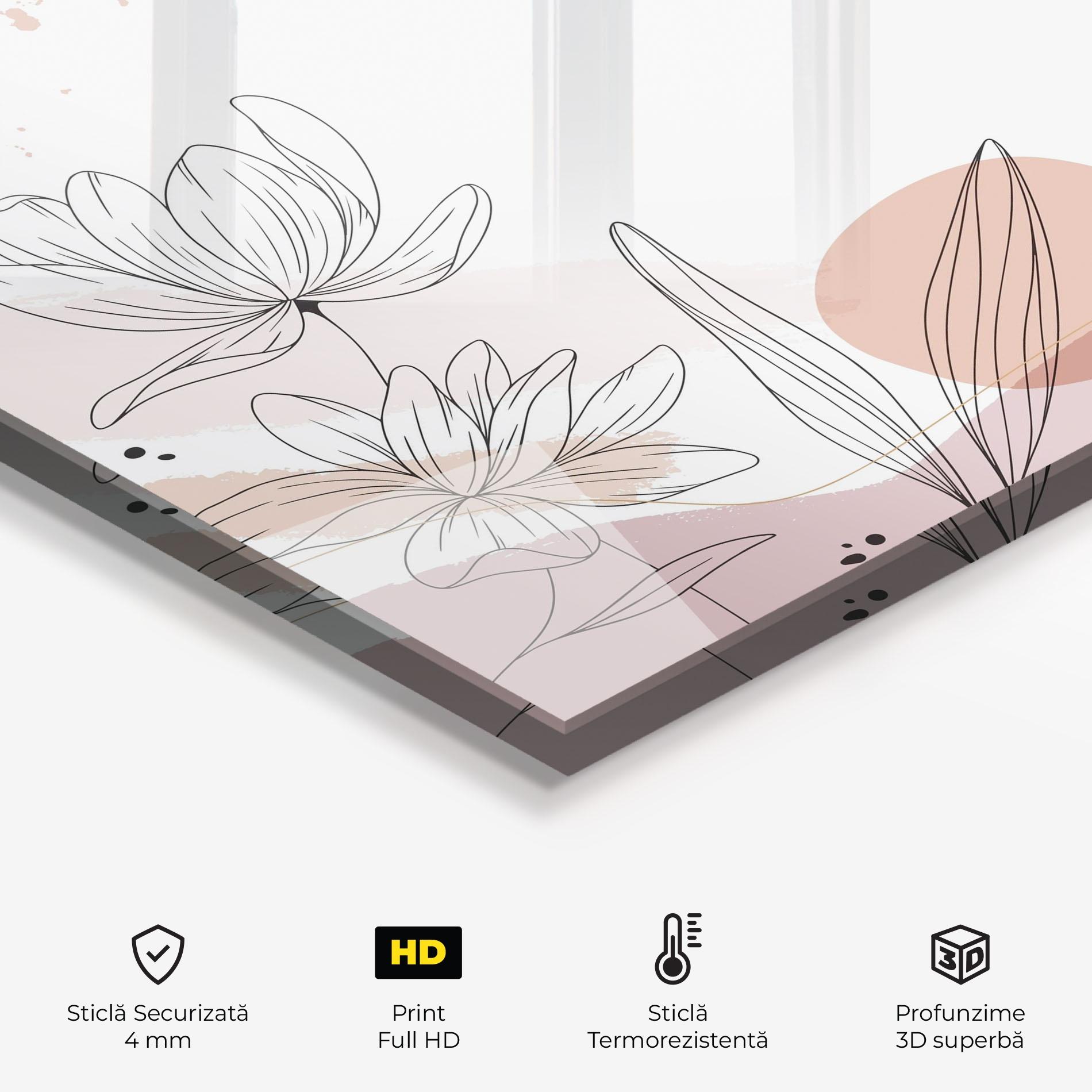 Panou Sticla Bucatarie Black Pink Line mockup 2