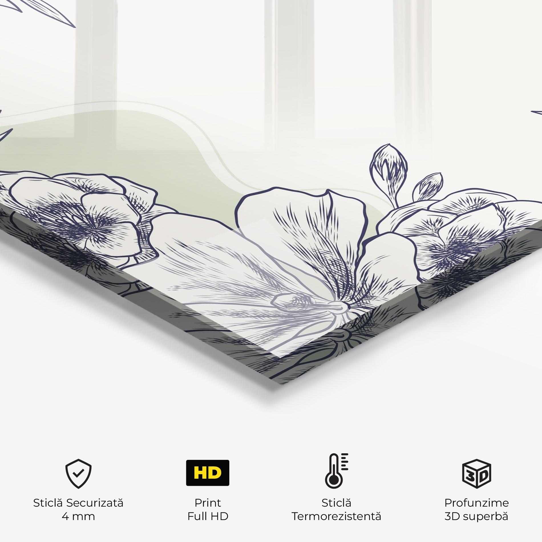 Panou Sticla Bucatarie Blue Line Green mockup 2