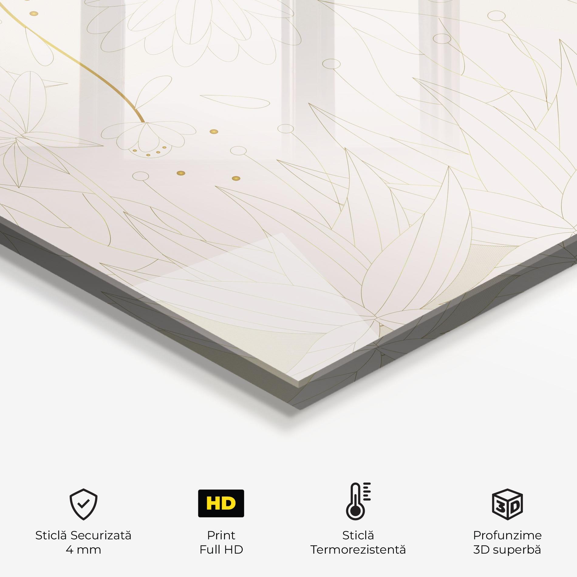 Panou Sticla Bucatarie Flower Cream Line mockup 2