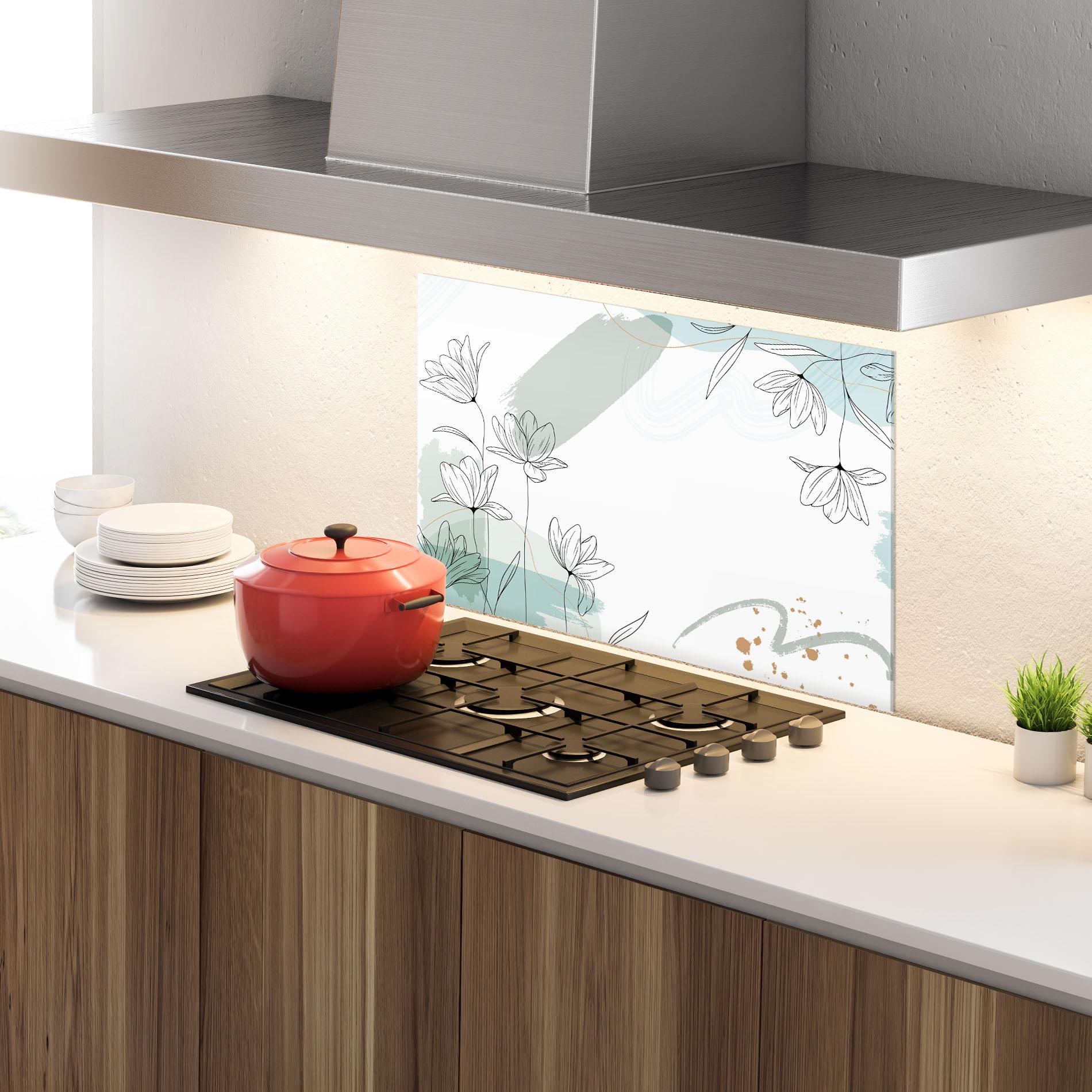 Panou Sticla Bucatarie Black Blue Line mockup 4