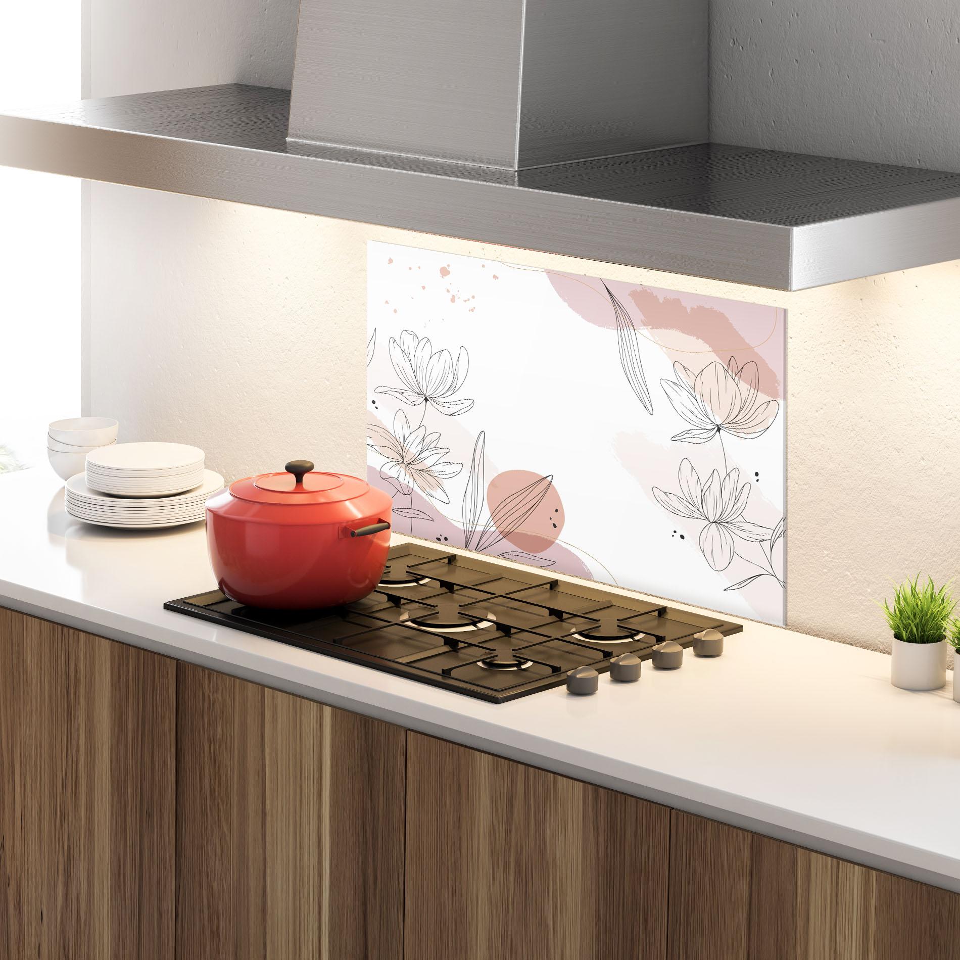 Panou Sticla Bucatarie Black Pink Line mockup 4