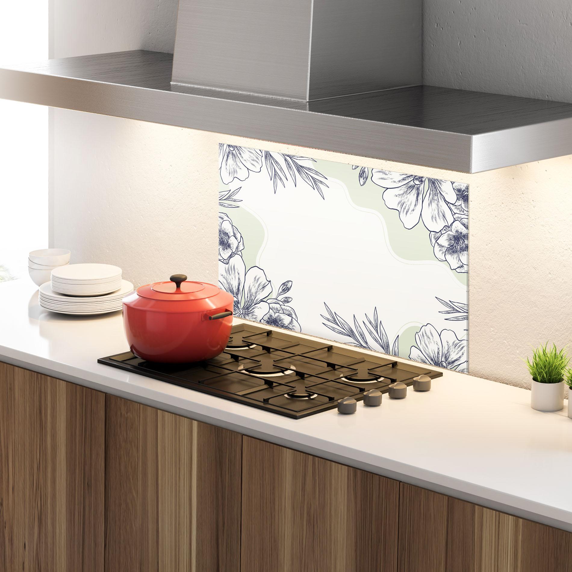 Panou Sticla Bucatarie Blue Line Green mockup 4