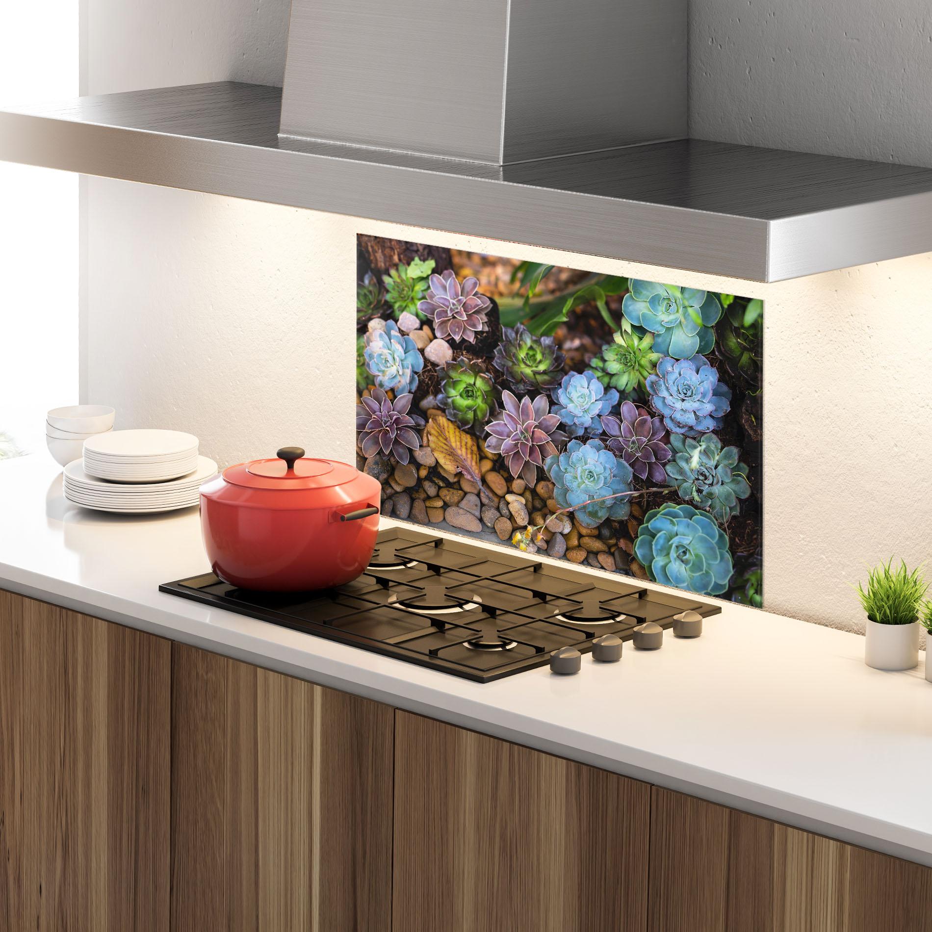 Panou Sticla Bucatarie Colorful Flowers mockup 4